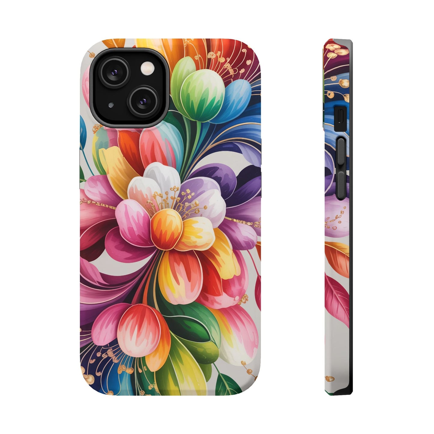 Vibrant Floral iPhone Case with dual-layer protection, photo-realistic flower design, and MagSafe compatibility.
