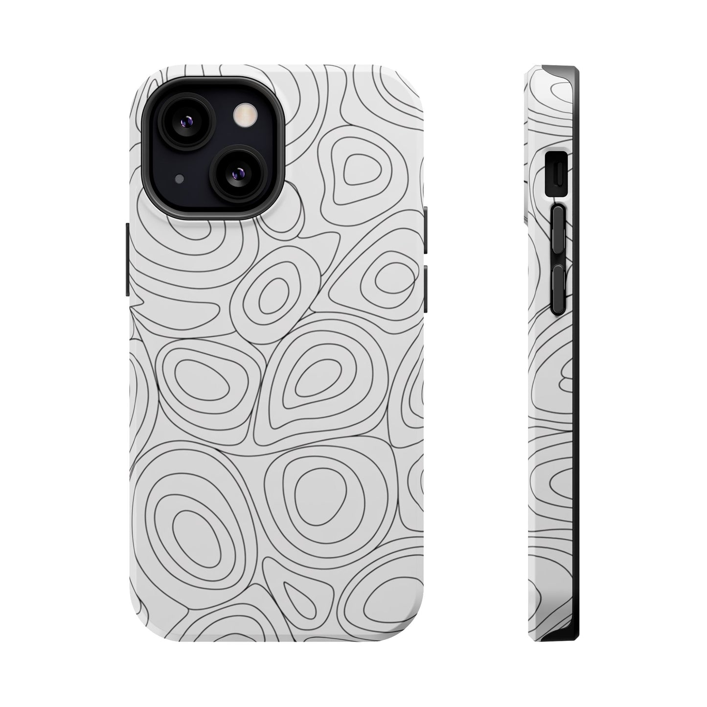 Black and White Abstract Circles Design iPhone Tough Case