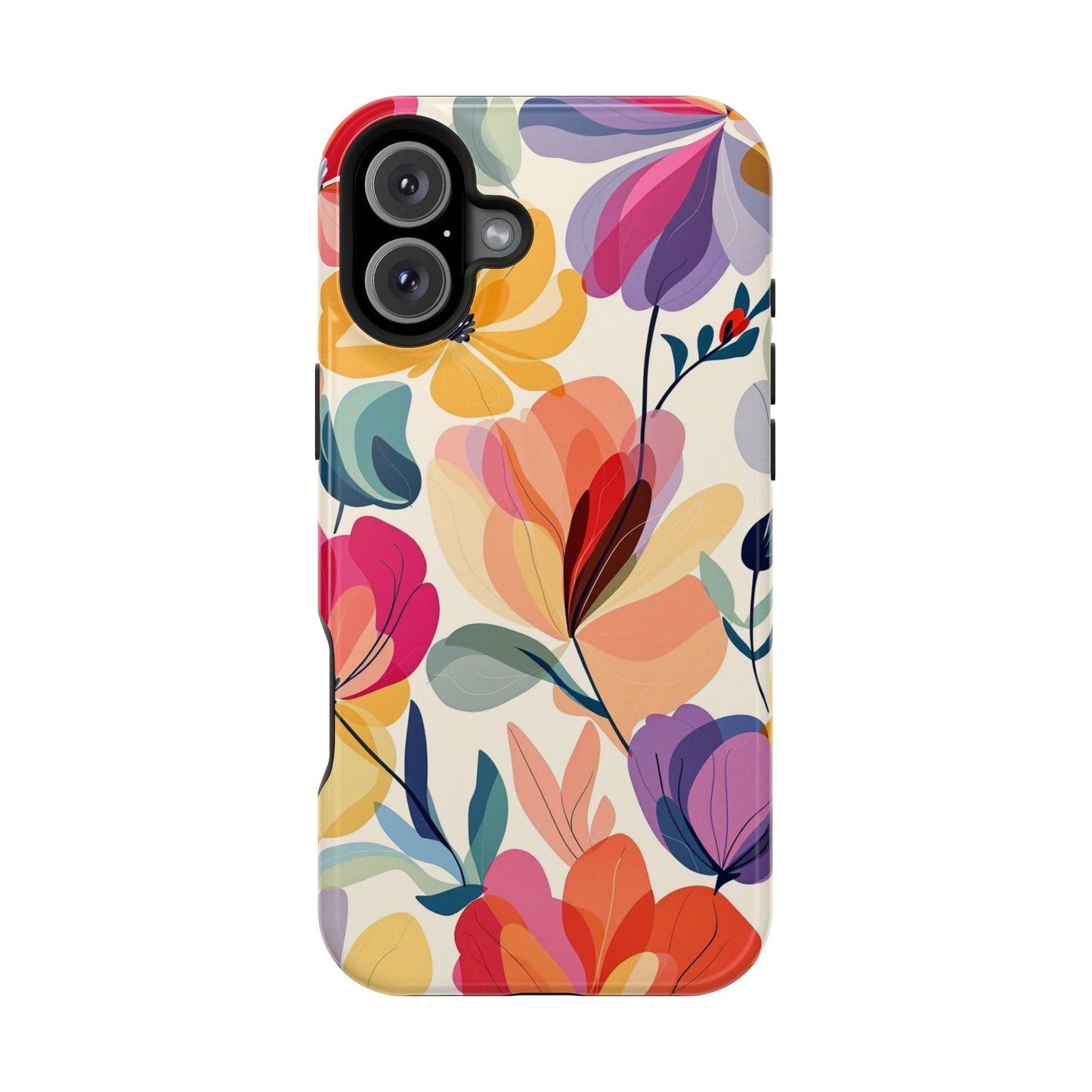 Watercolor floral design iPhone case with vibrant colors and durable dual-layer protection