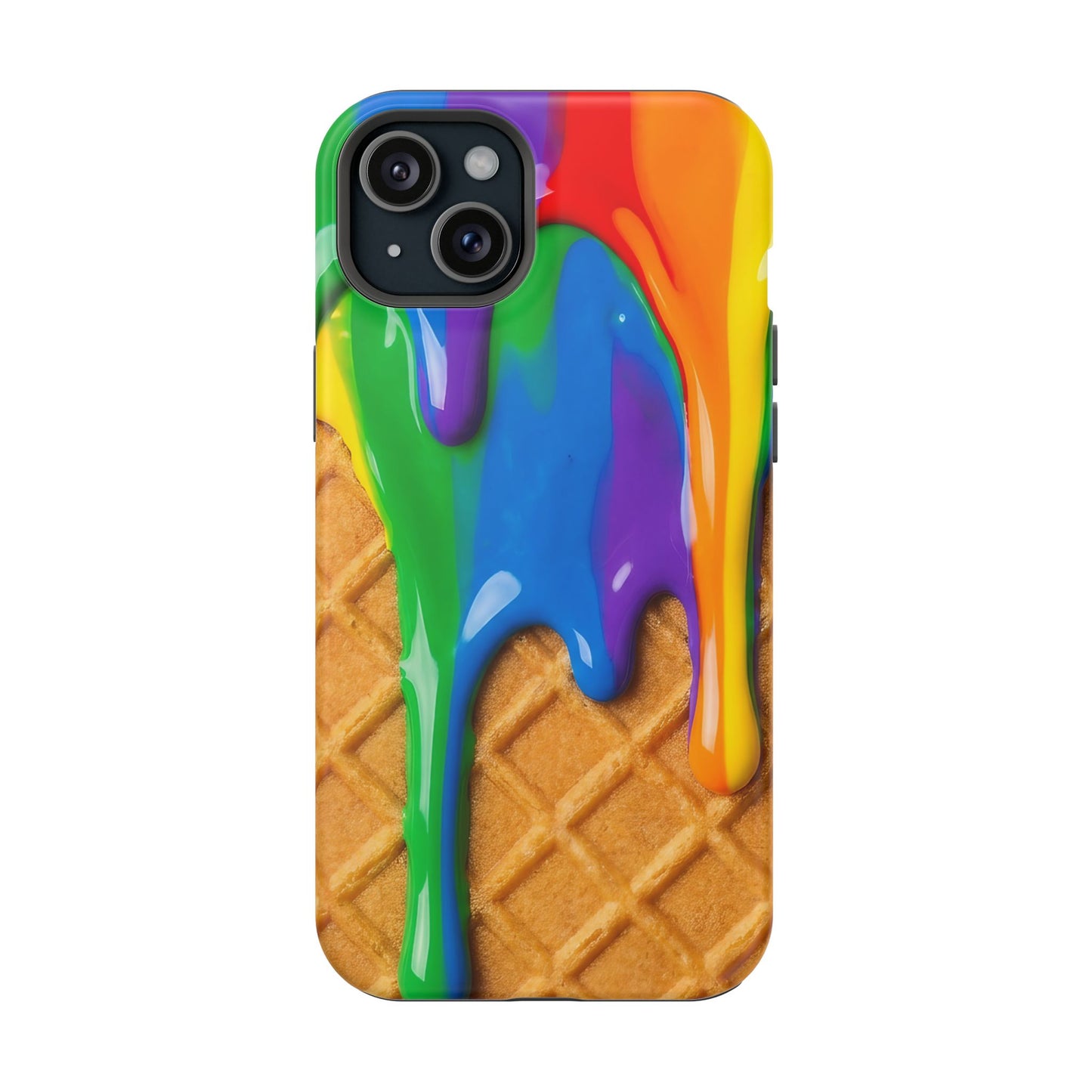 Waffle Rainbow Drip iPhone Case MagSafe Tough Protective Colorful Phone Case
