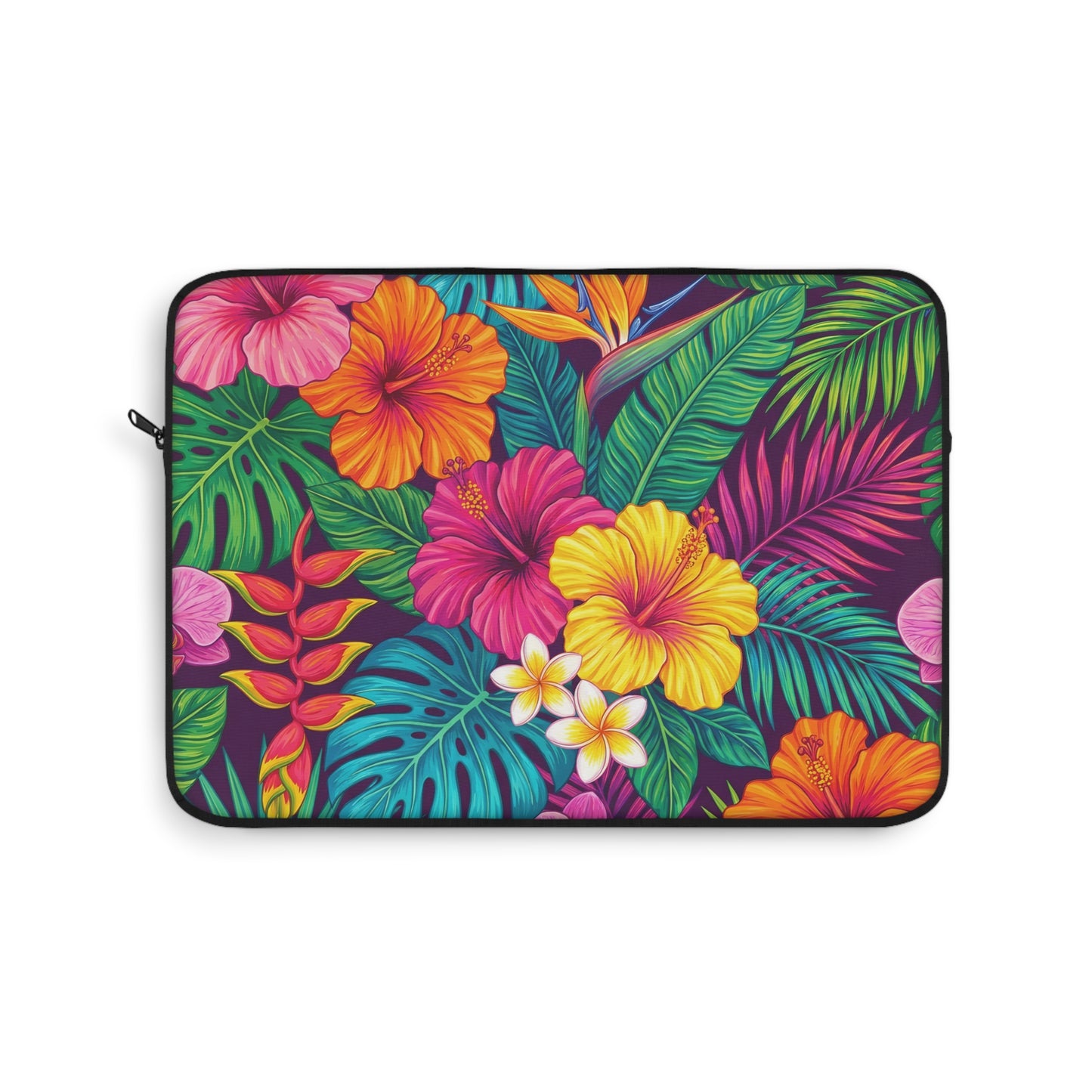 Vibrant Tropical Floral Laptop Sleeve — Colorful Hawaiian Flower Laptop Case