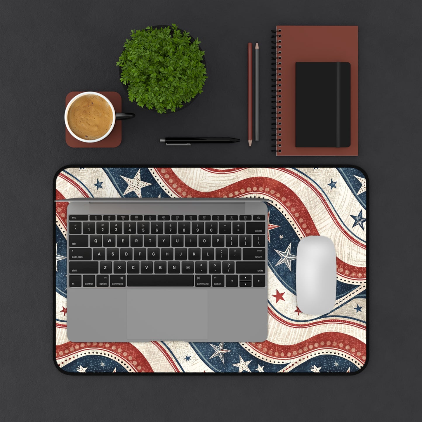 Desk Mat Vintage Patriotic Ribbon Design