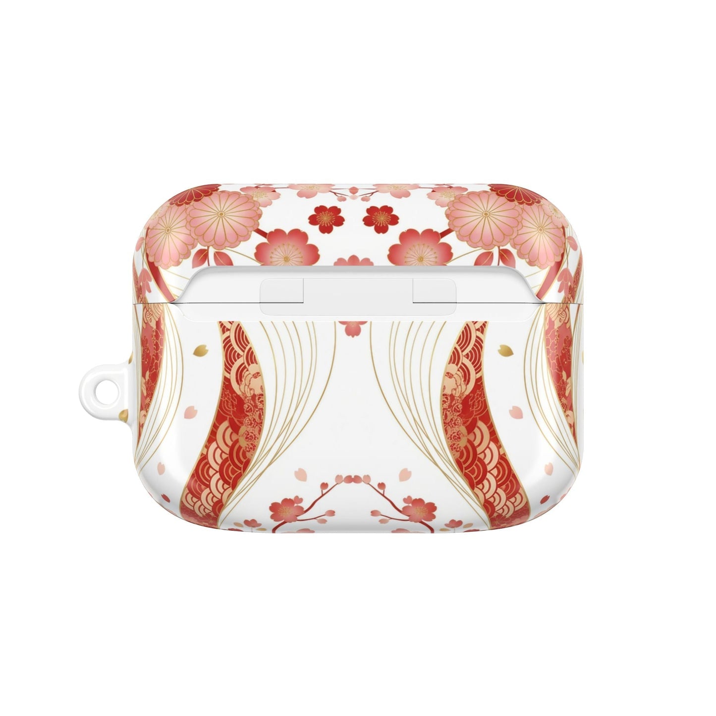 Red Golden Flower AirPod Case with intricate floral design and glossy finish for stylish protection