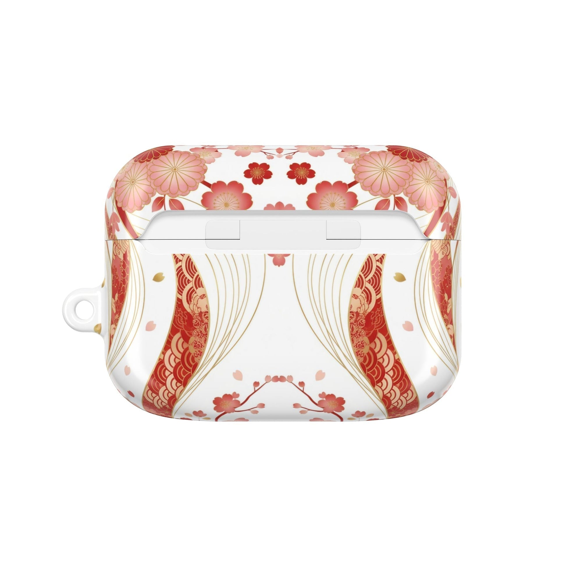 Red Golden Flower AirPod Case with intricate floral design and glossy finish for stylish protection