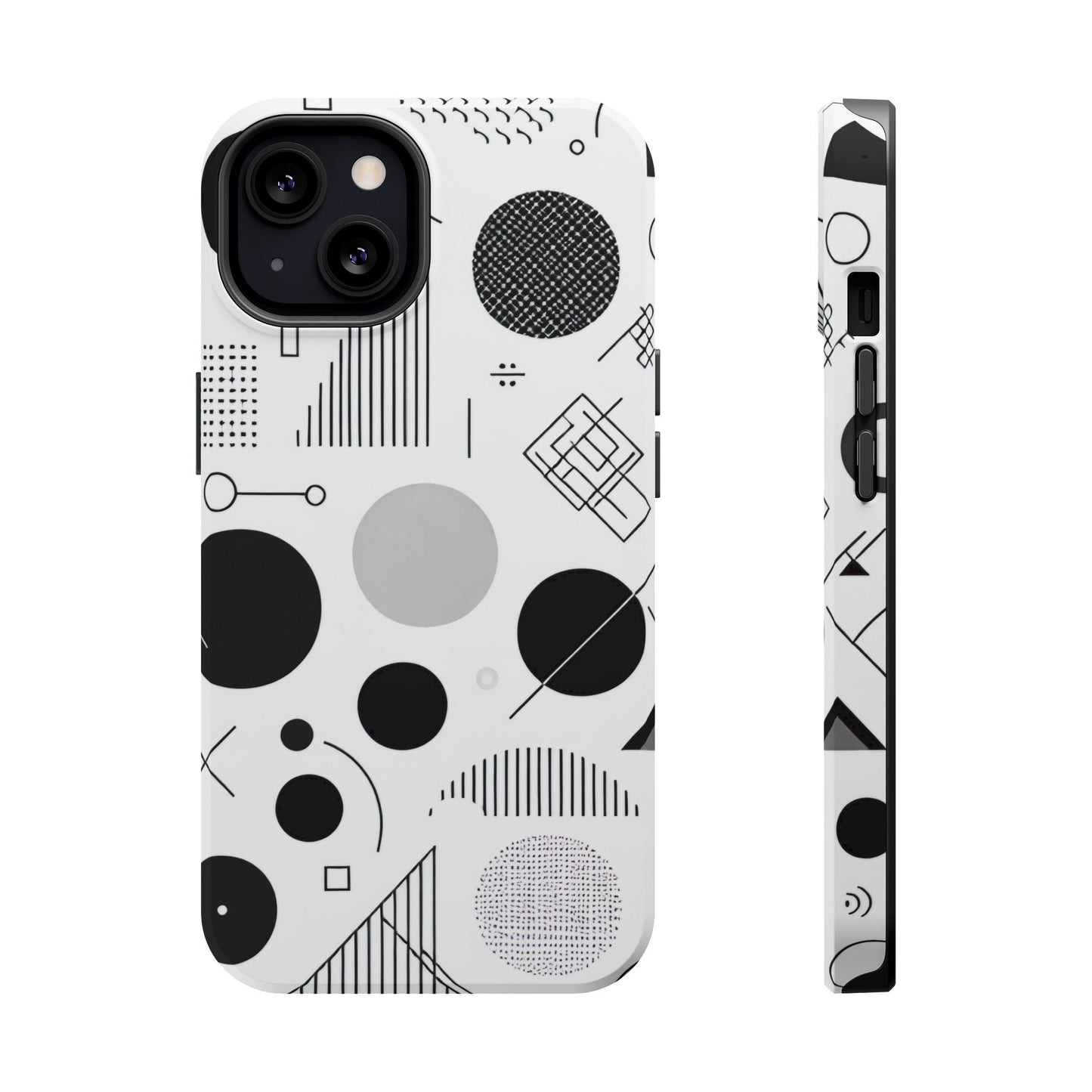 Black and White Abstract Art iPhone case with modern minimalist geometric design and durable protection