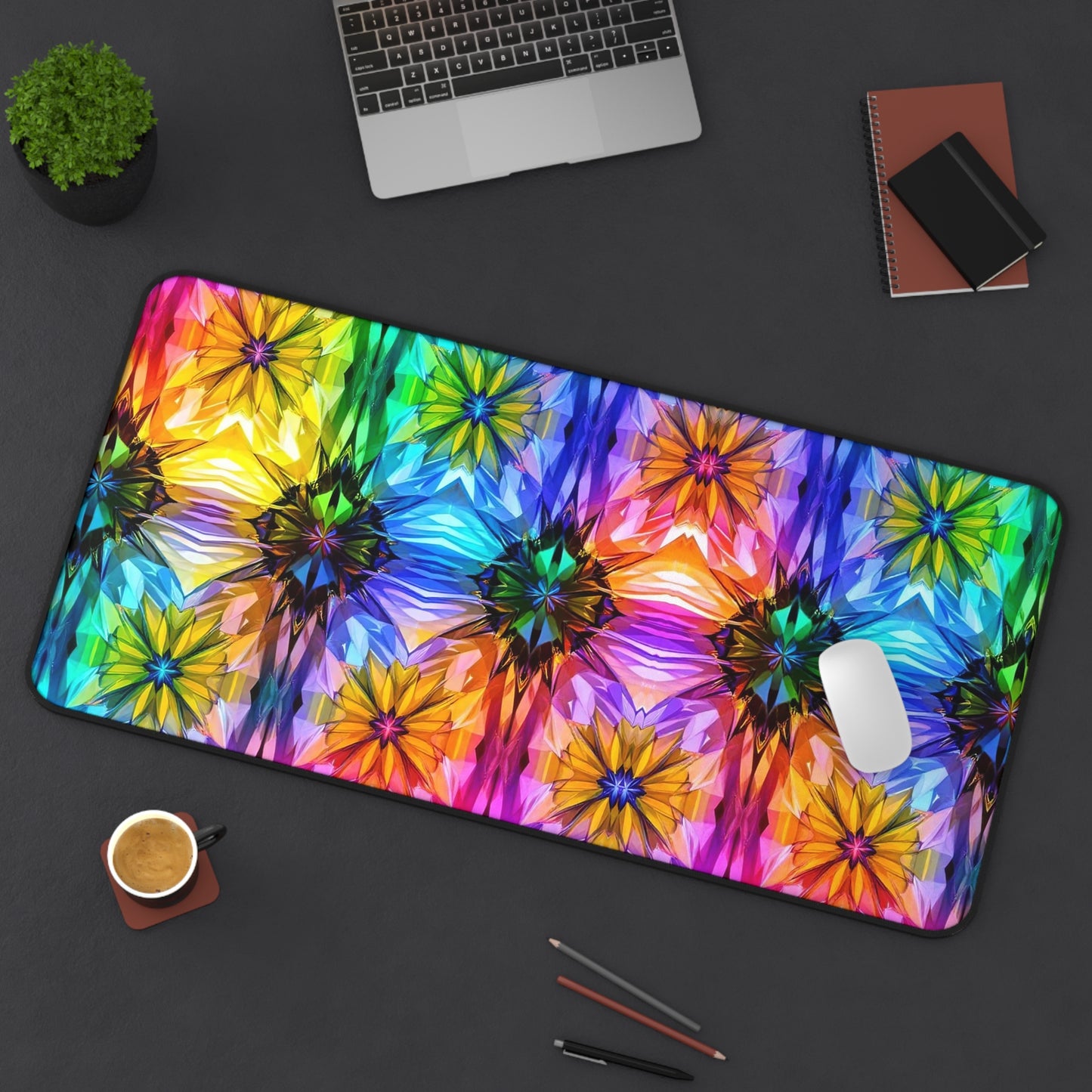 Rainbow Starburst Design Desk Mat