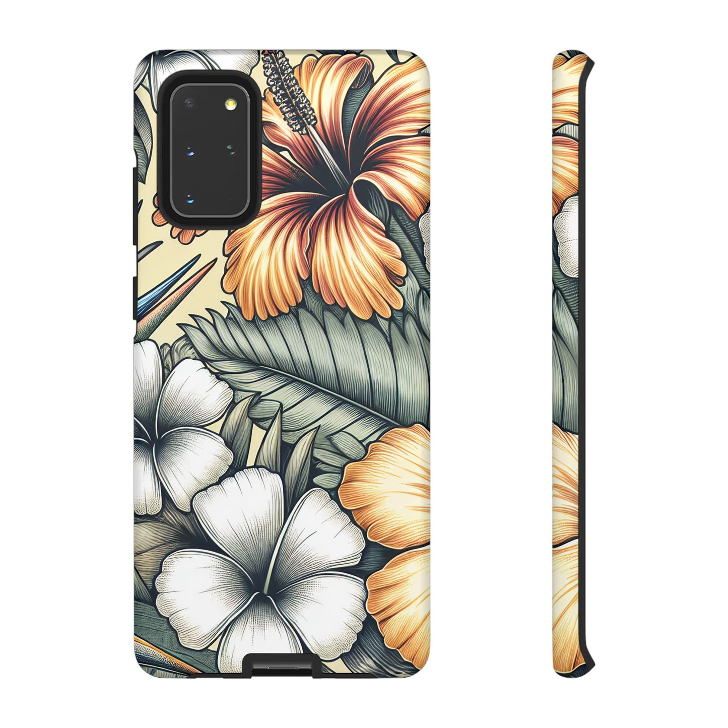 Golden Tropical Floral Design Samsung Phone Case