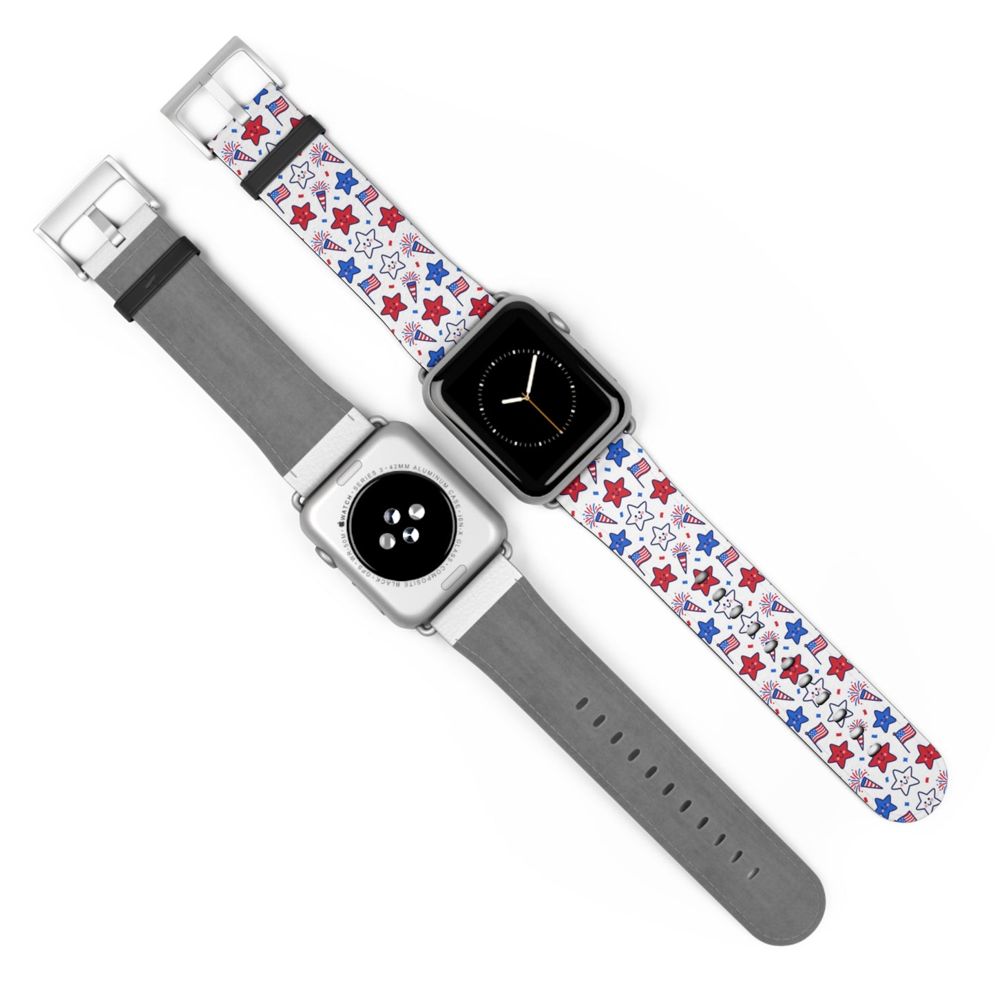 Kawaii 4th of July Apple Watch Band – Cute Patriotic Faux Leather Strap for Apple Watch Series 1–9, SE & Ultra