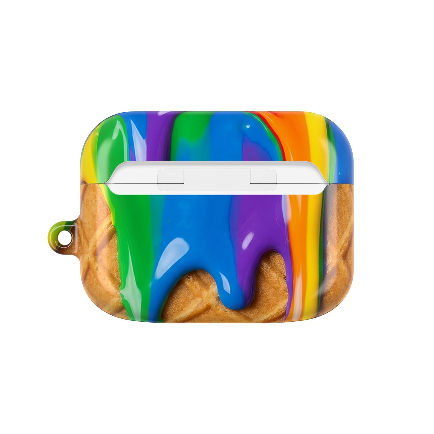 Rainbow Waffle Drip AirPods Case Protective Cover with Carabiner