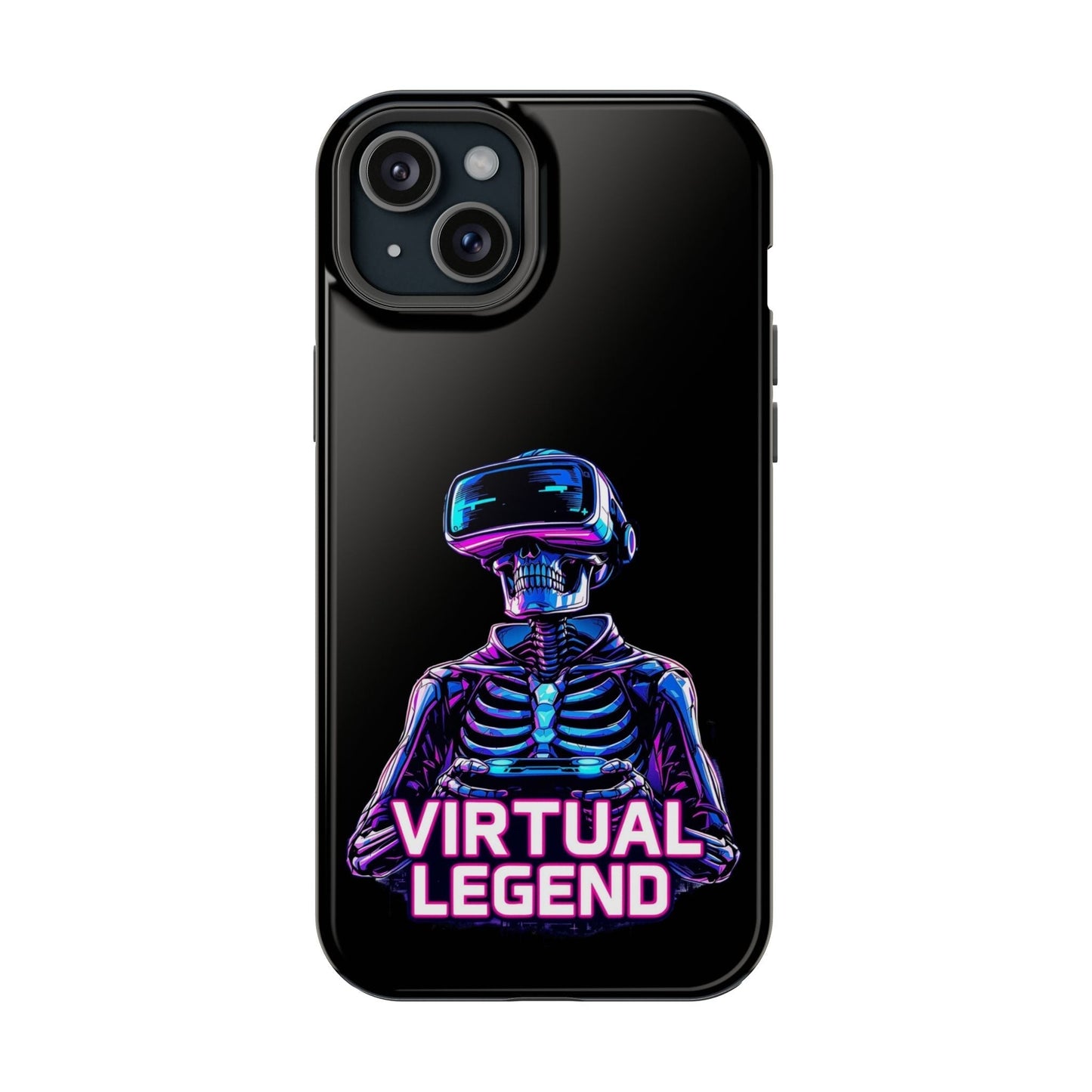 Virtual Legend Gamer iPhone tough case with neon skeleton design and protective dual-layer build