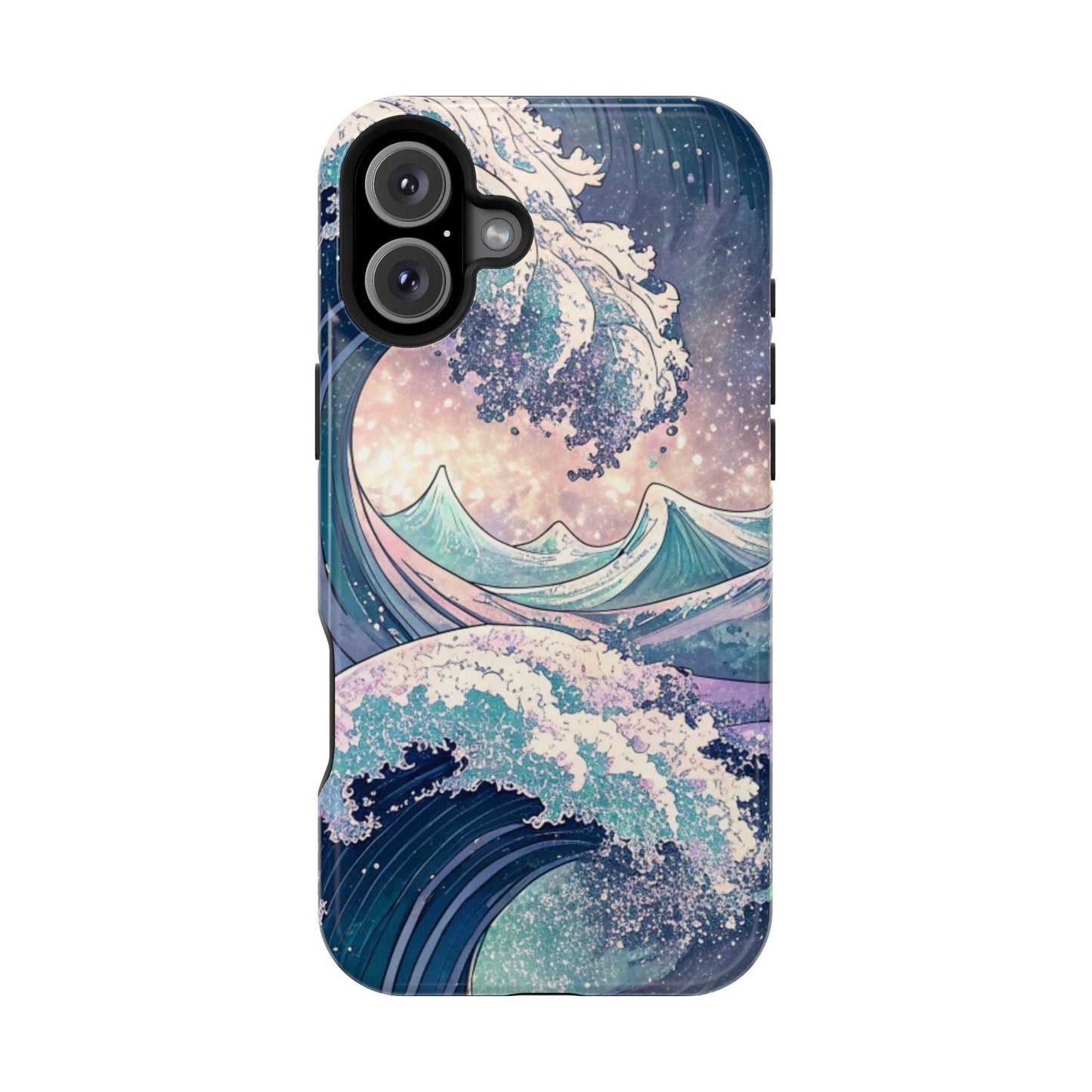 iPhone magnetic tough case with crashing waves design and dual-layer protection