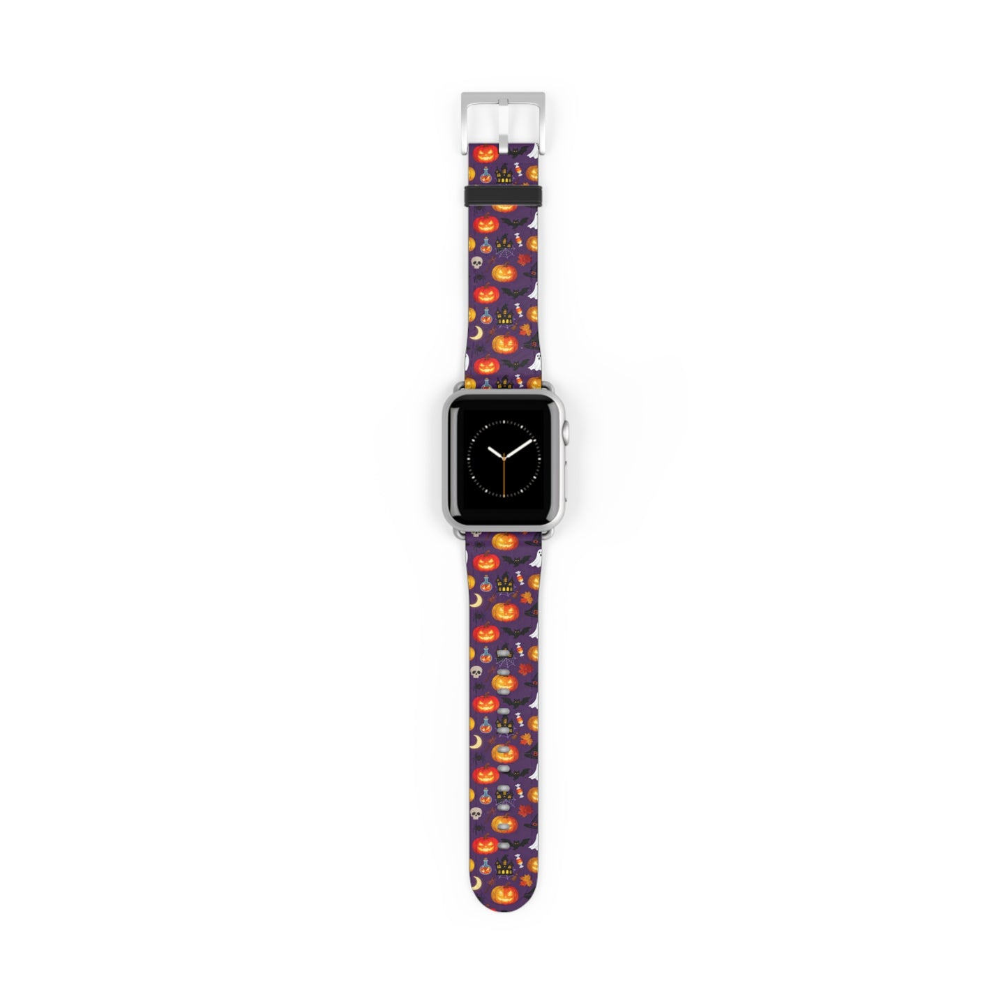 Halloween Pumpkin Pattern Watch Band — Spooky Orange Jack-O'-Lantern Apple Watch Strap