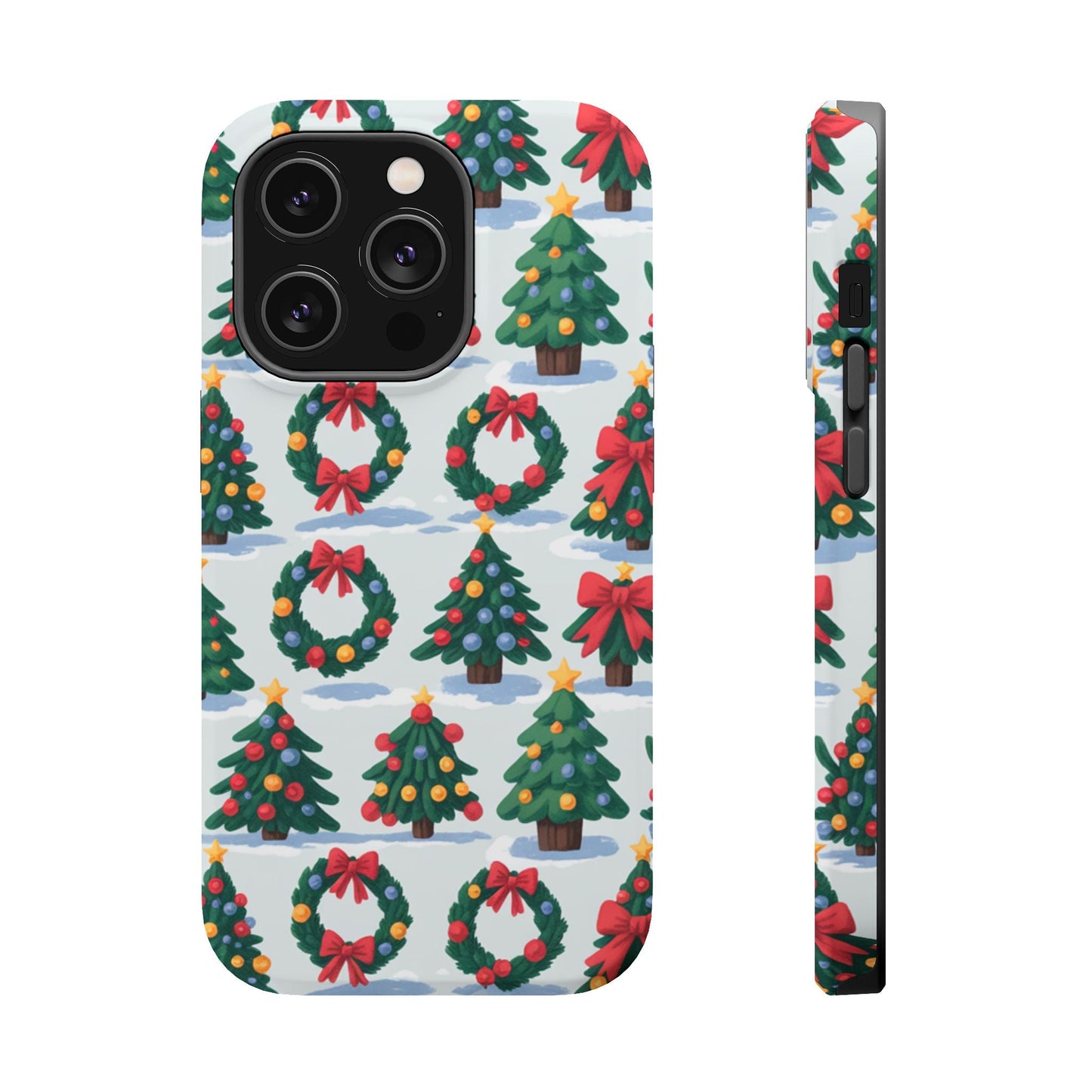 iPhone case with festive Holiday Tree and Wreath pattern for Christmas protection and style