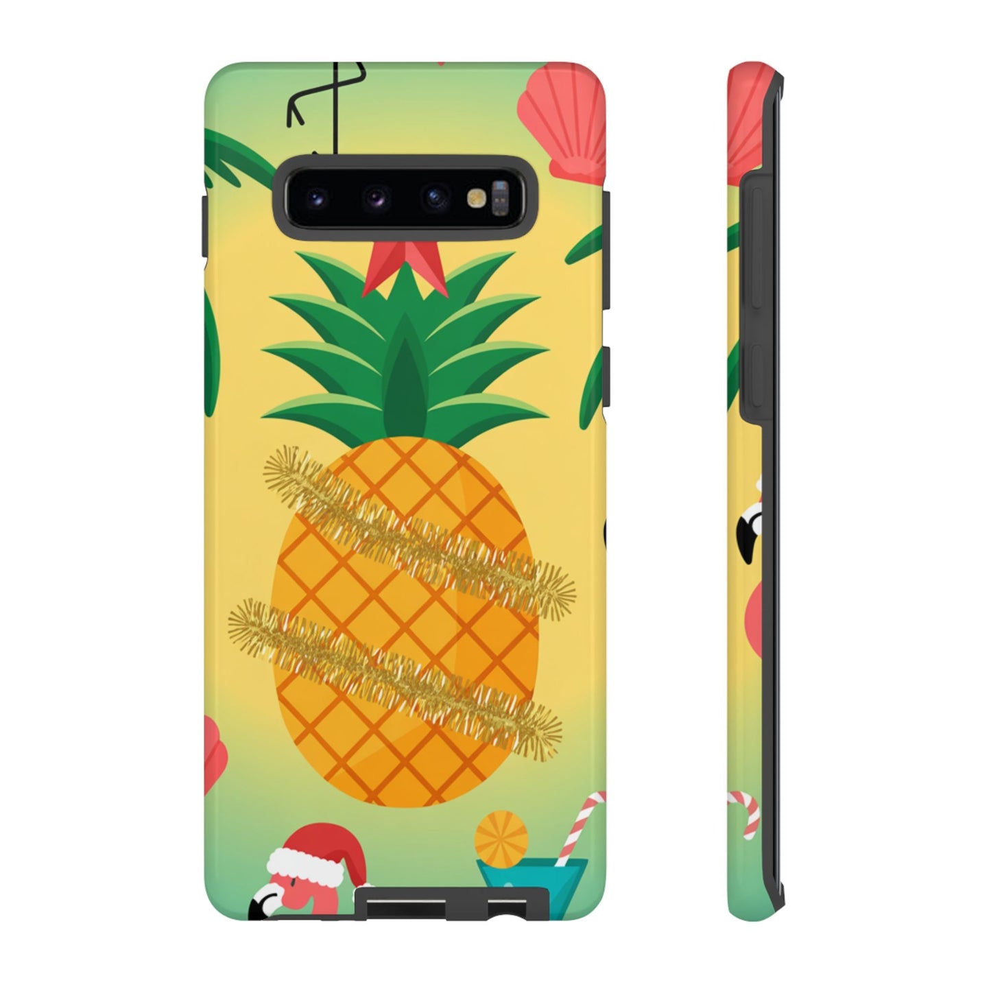 Samsung Christmas Pineapple phone case with festive tropical design, durable TPU material, and 3D wrap printing.
