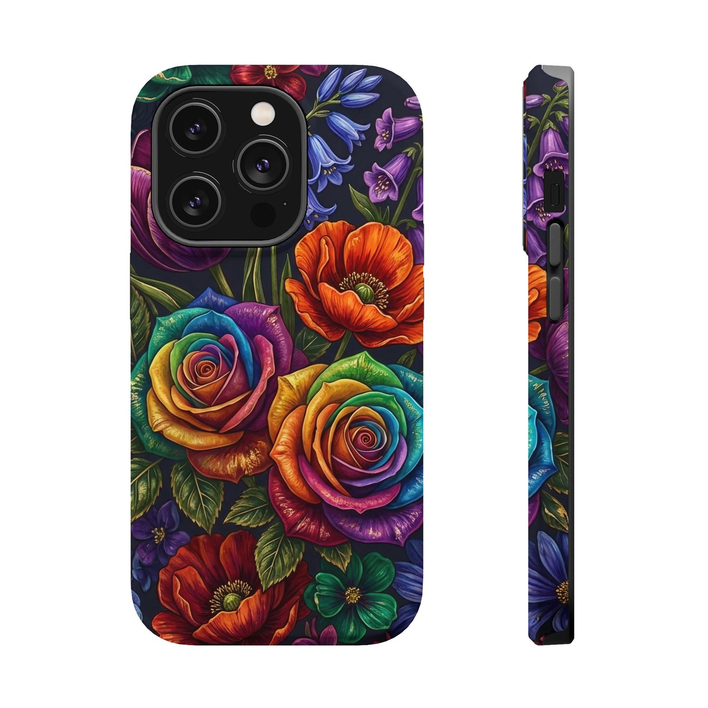 Rainbow Rose iPhone Tough Case — Magnetic Impact-Resistant Phone Case