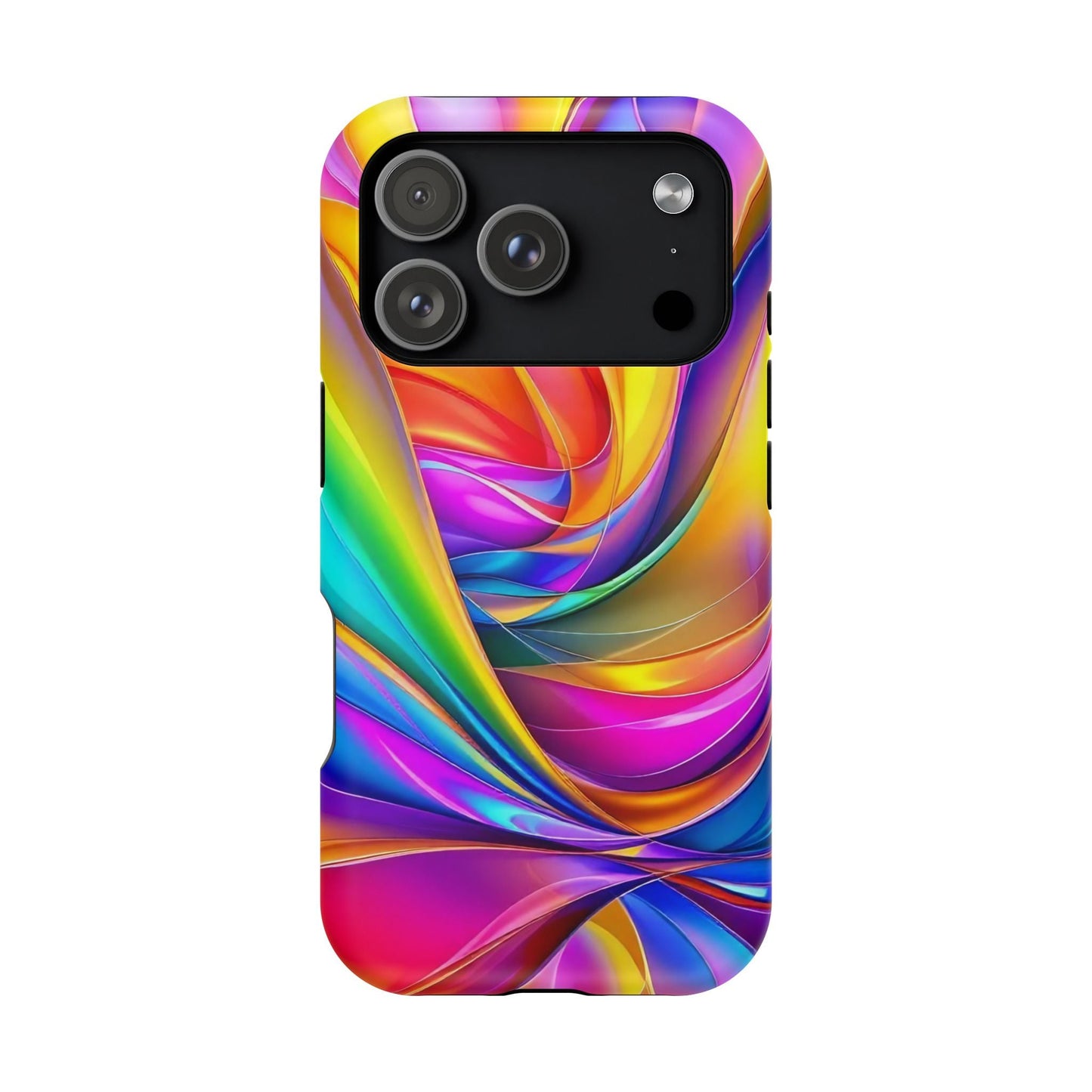 Deconstructed Rainbow Wave iPhone tough case with vibrant, abstract colorful wave design and durable protective cover