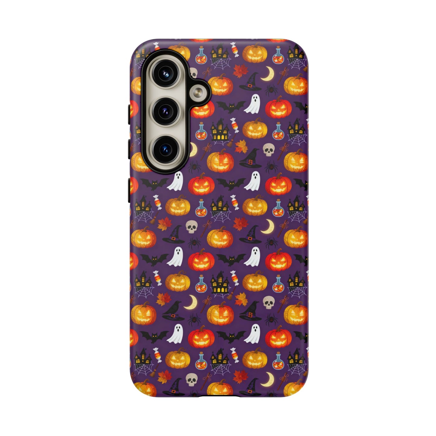 Halloween Pattern Tough Phone Case — Cute Pumpkin, Ghost & Skull