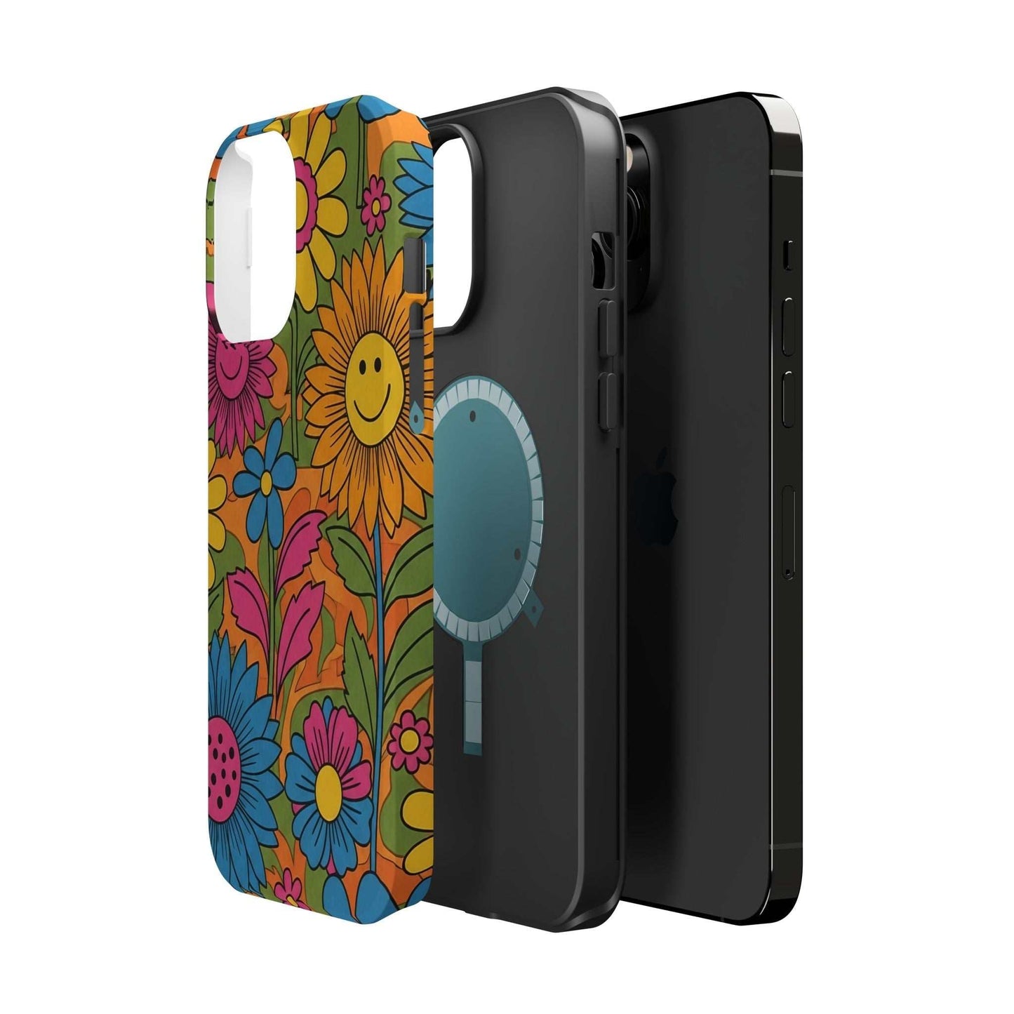 Flower Power iPhone Tough Case with vibrant floral design and durable polycarbonate protection