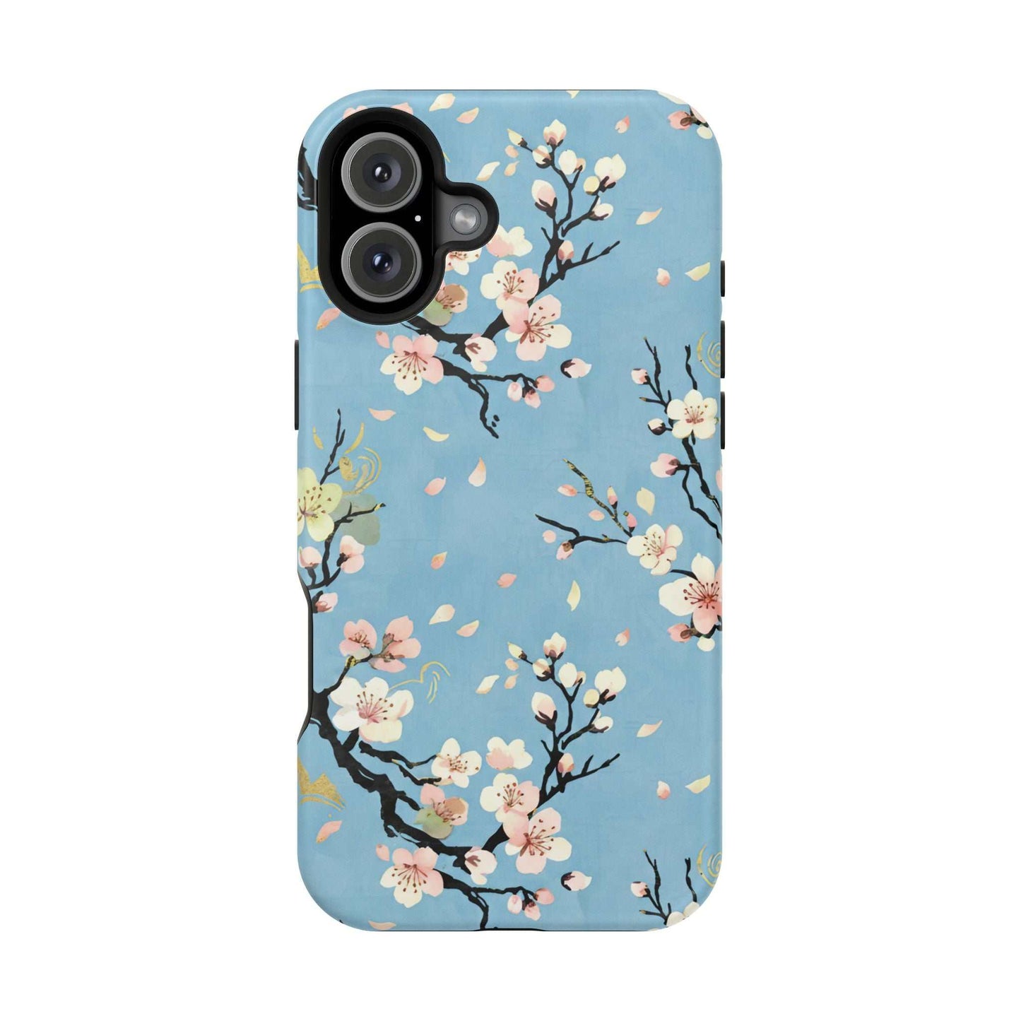Spring Bloom iPhone Tough Case with floral design, dual-layer impact protection, MagSafe compatibility, glossy or matte finish
