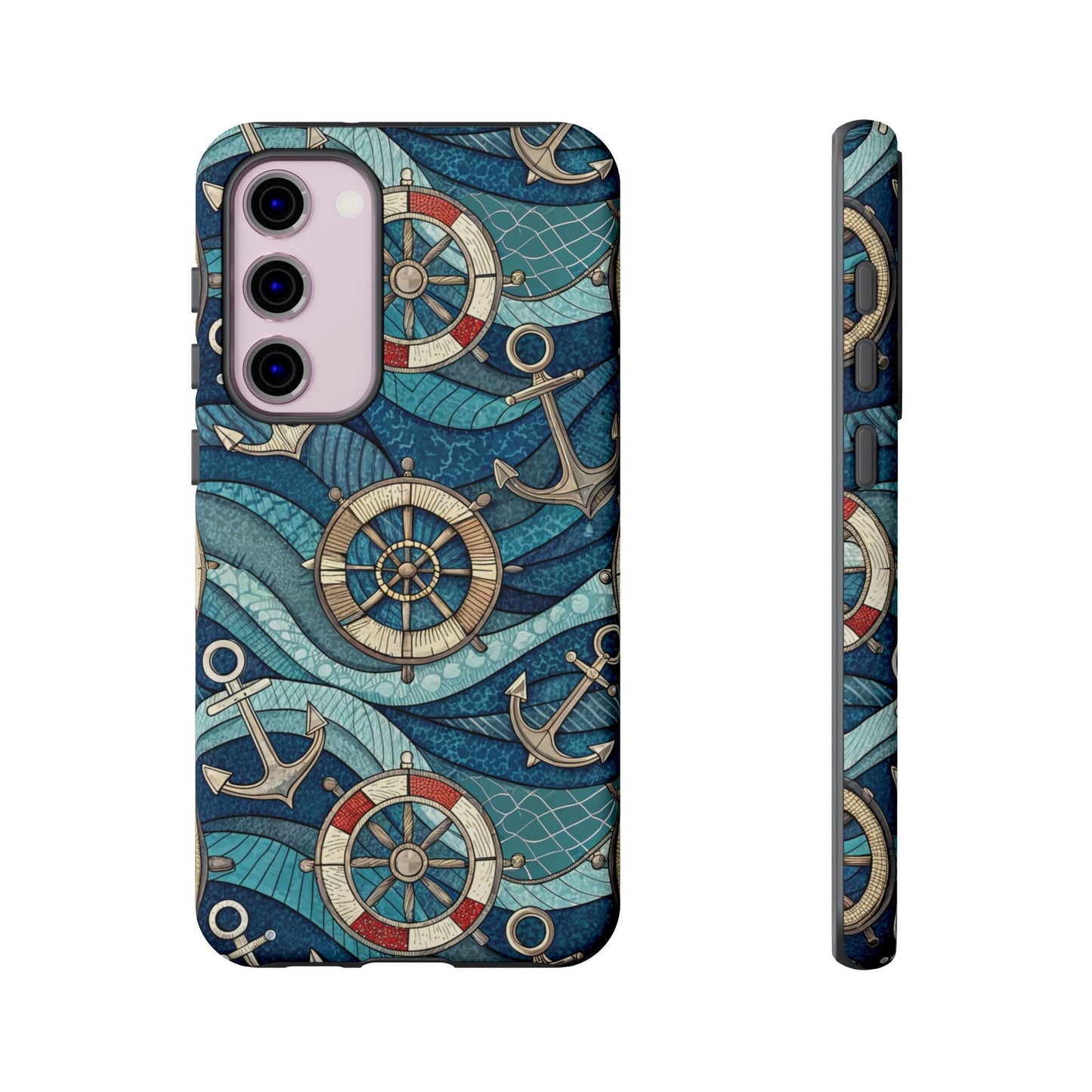 Samsung Tough Case with nautical anchor and life preserver design, durable and shock-resistant with full wrap-around coverage