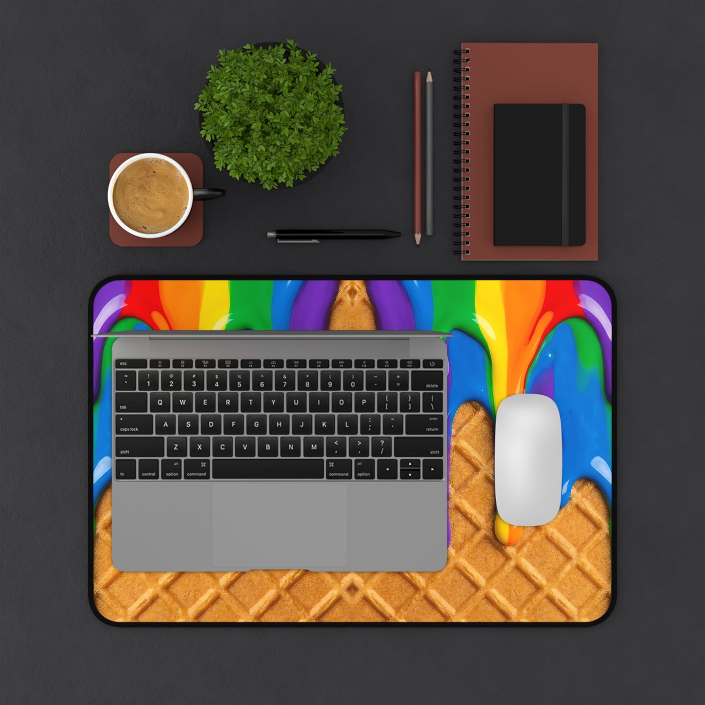 Rainbow Waffle Drip Desk Mat