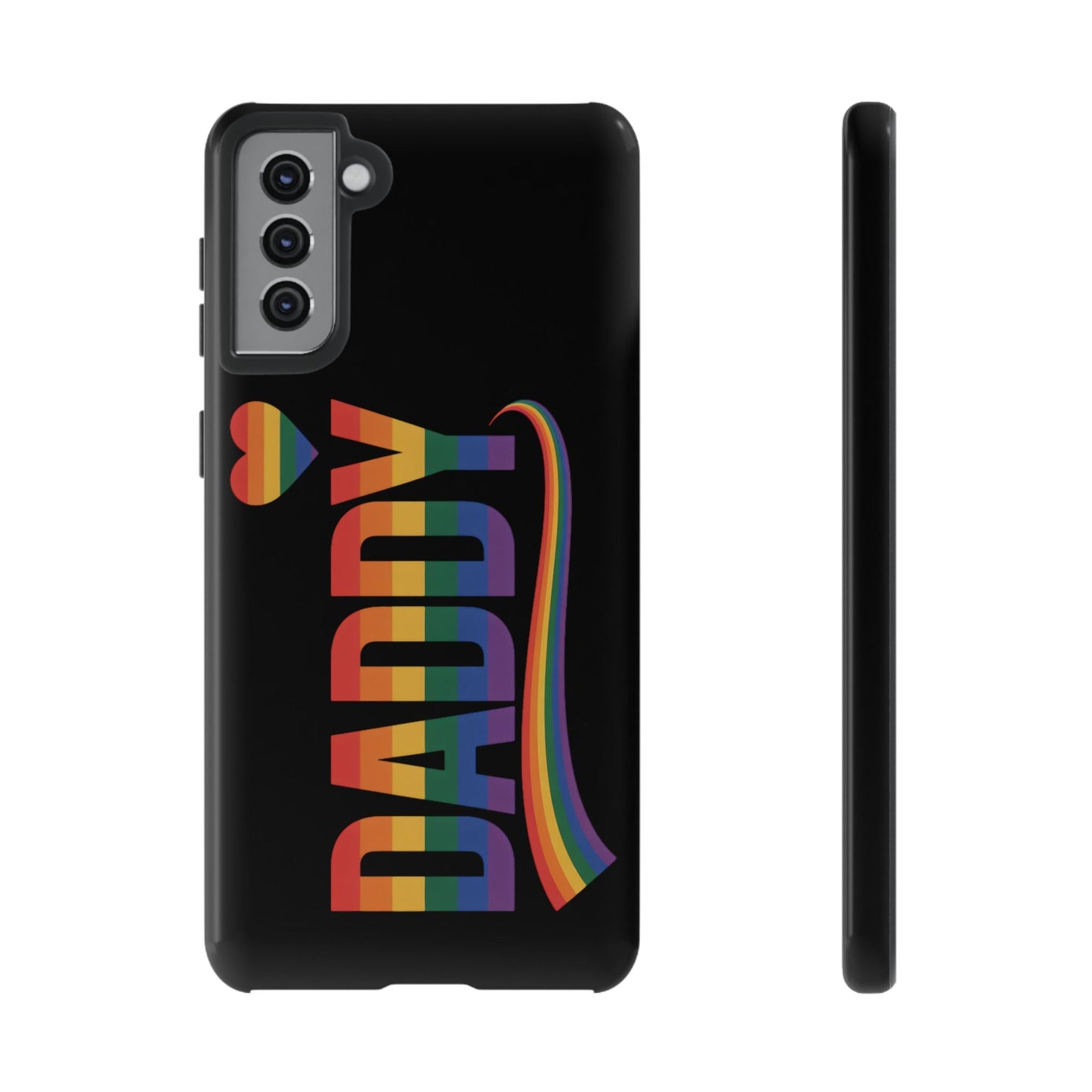 Samsung Tough Case for Samsung Galaxy with rainbow LGBT inspired Daddy design and durable black protective cover