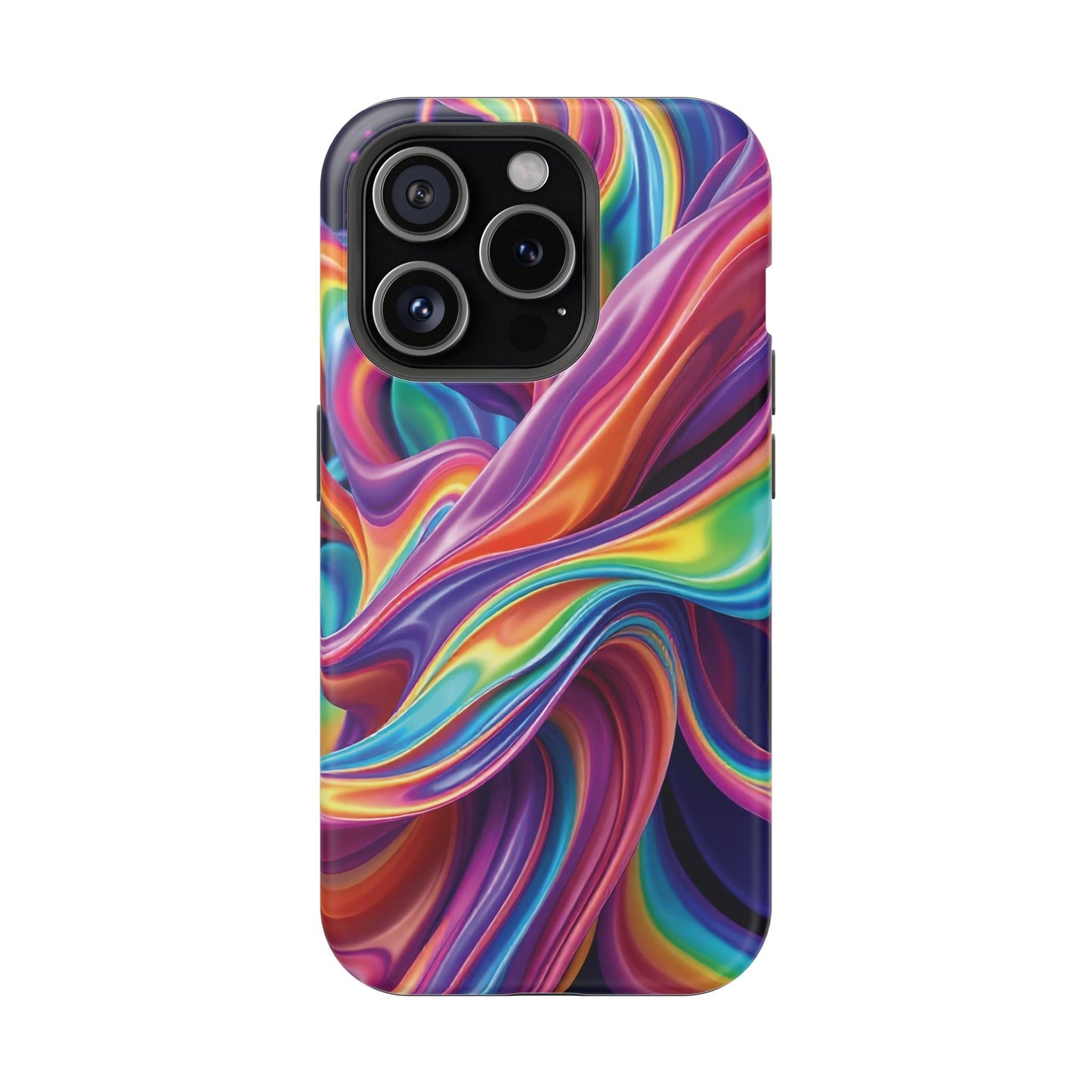 Colorful wrapping rainbow design iPhone tough case with durable dual-layer protection and MagSafe compatibility