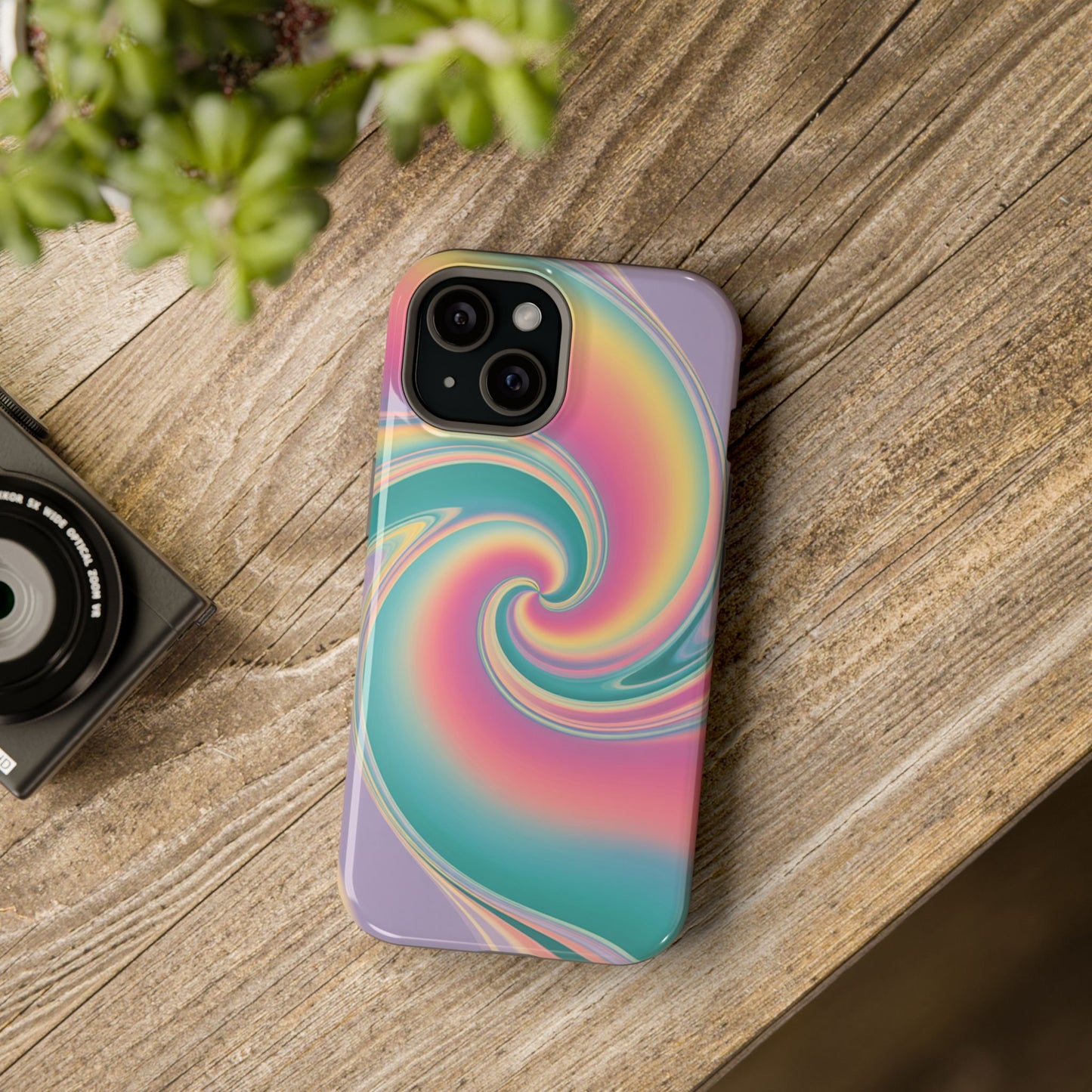 Cotton Candy Rainbow Swirl Magnetic iPhone Tough Case