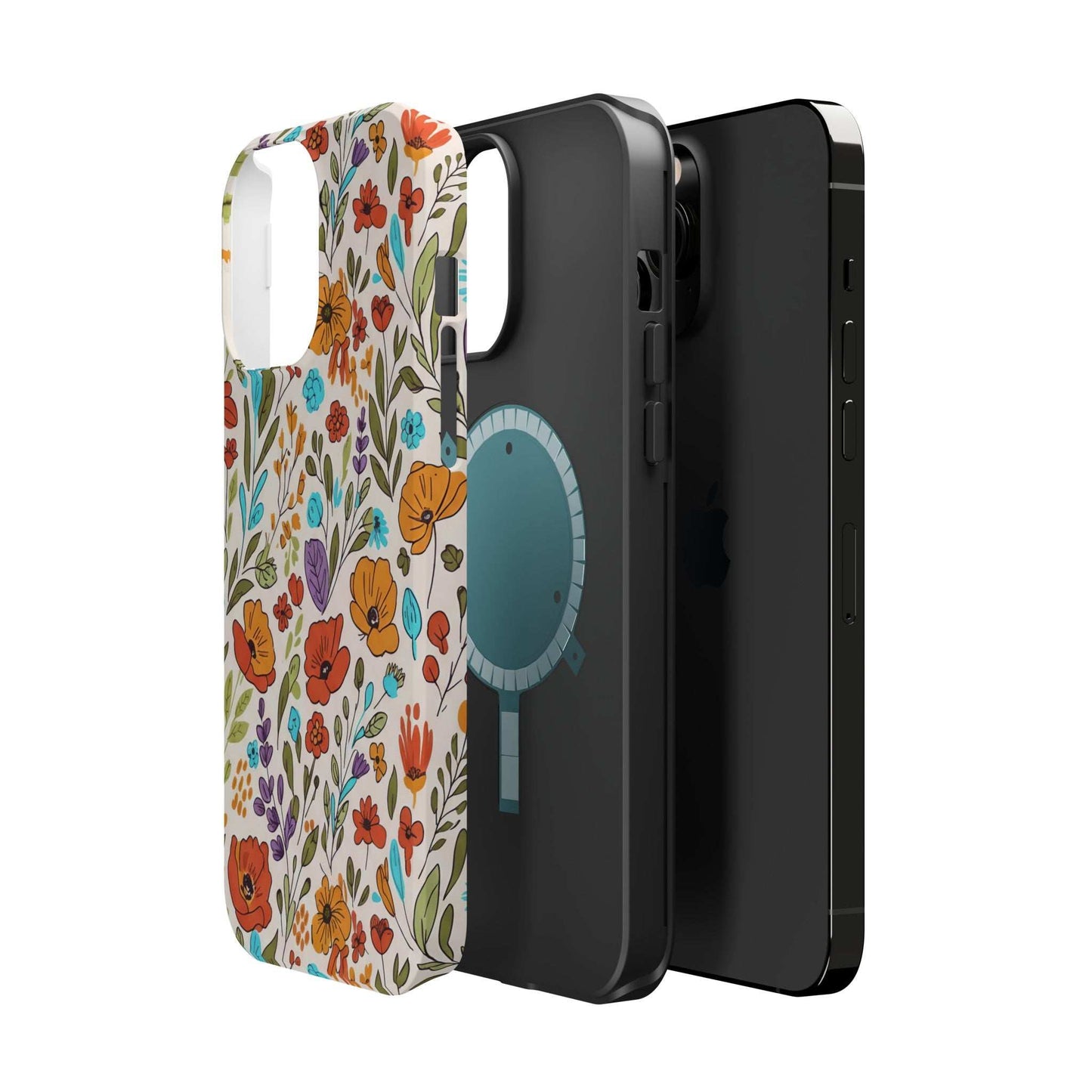 Floral Drawing iPhone Case — Magnetic Impact-Resistant Phone Cover