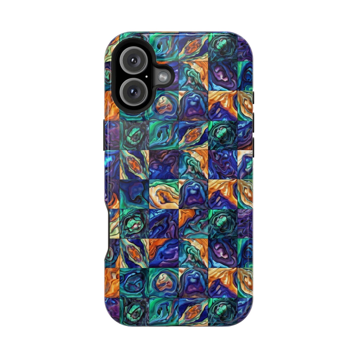Abstract Purple & Green Seascape Magnetic Impact-Resistant iPhone Case