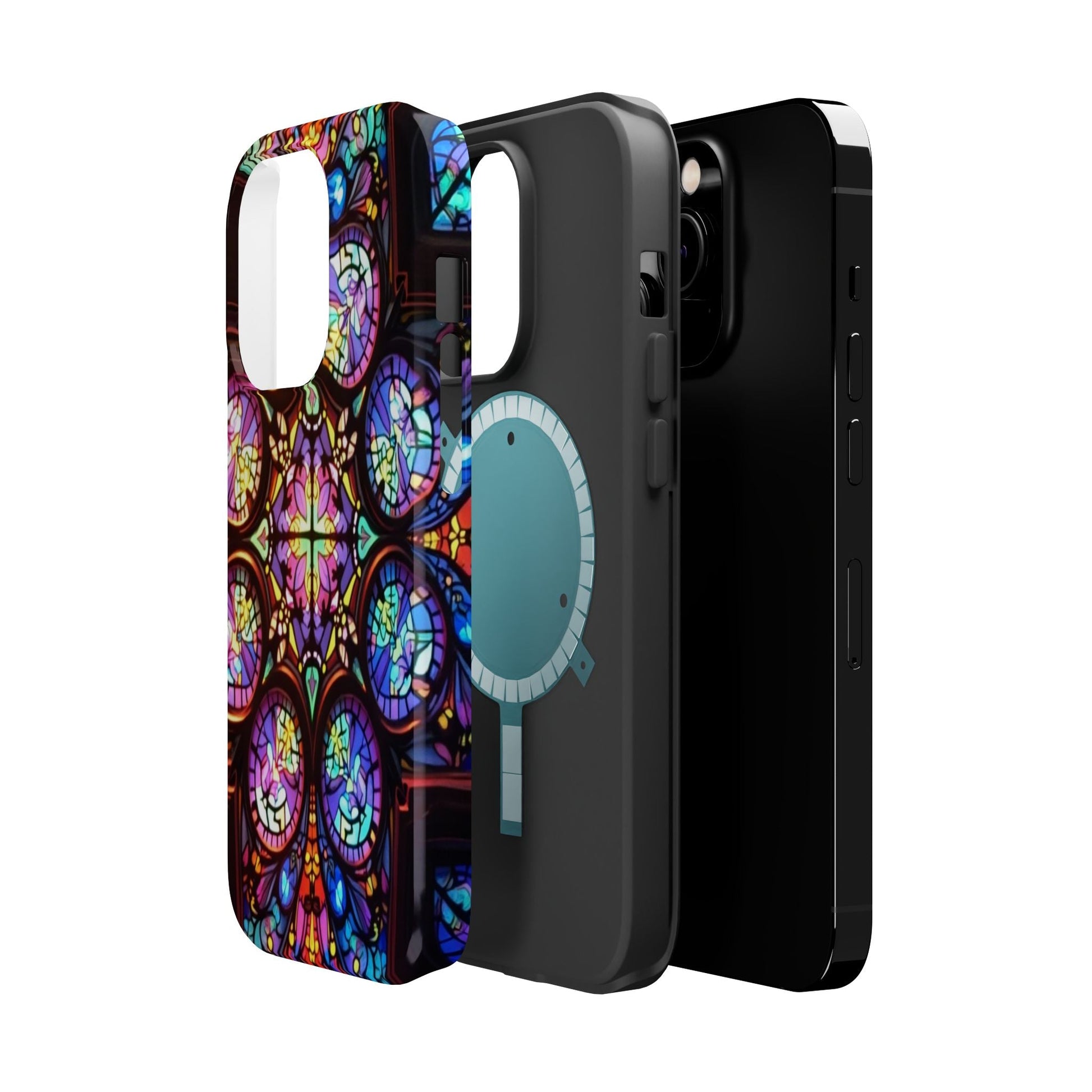 Colorful Hypnotic Stain Glass iPhone tough case with vibrant stained-glass design and durable dual-layer protection