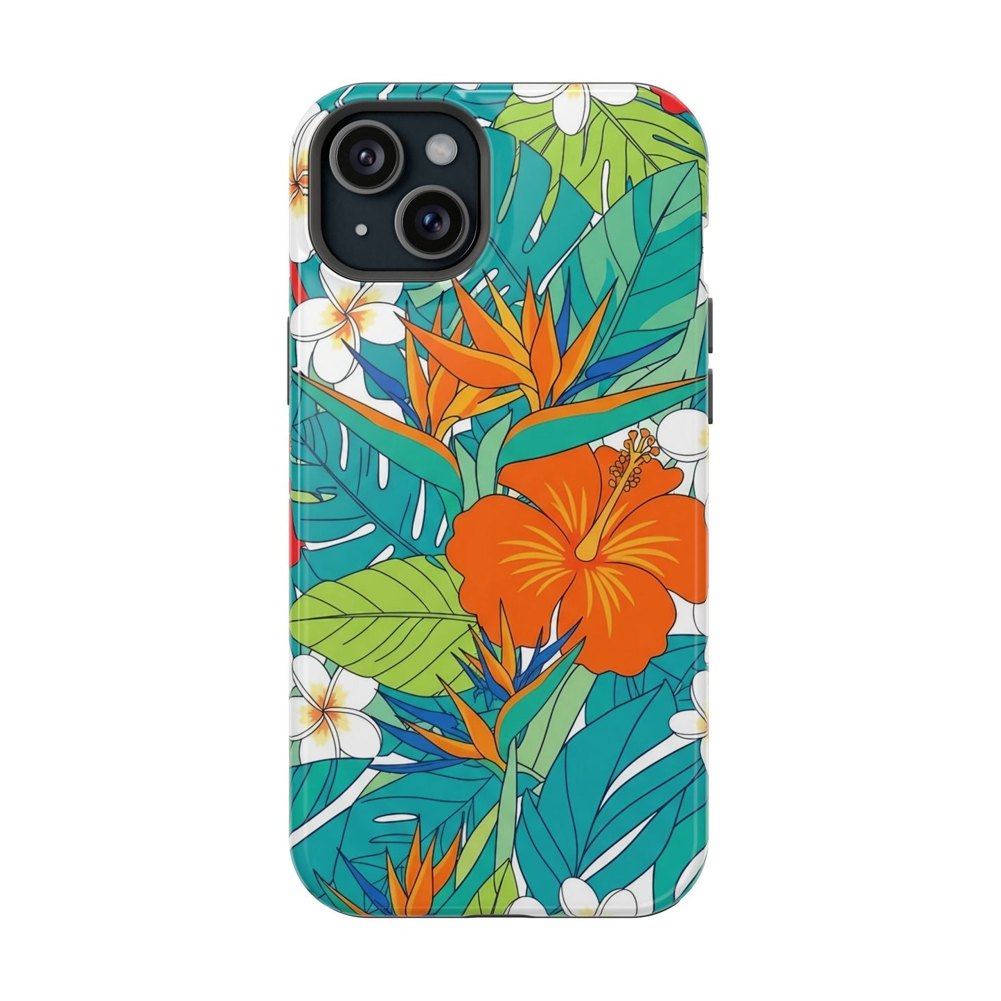Vibrant Floral iPhone Case with colorful tropical flower design and durable polycarbonate protection