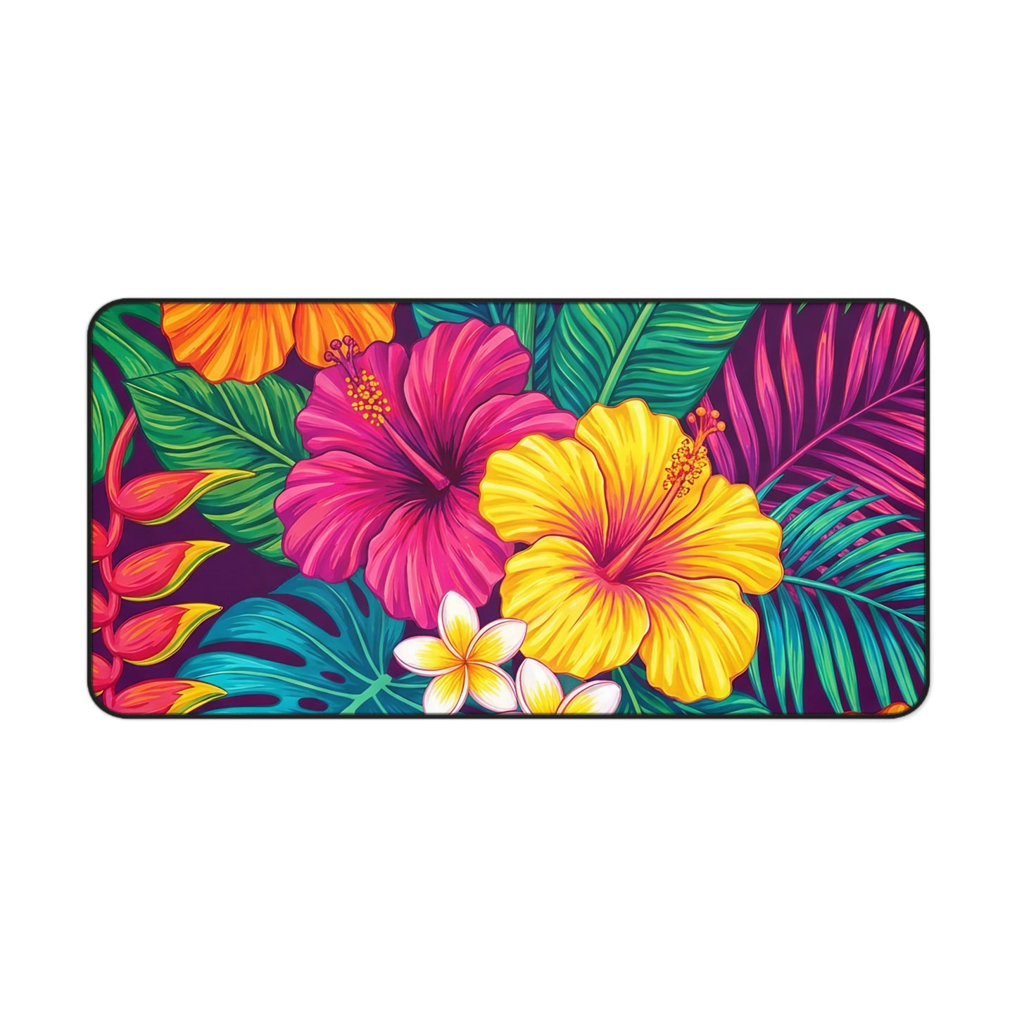 Tropical Floral Desk Mat — Vibrant Botanical Mouse Pad