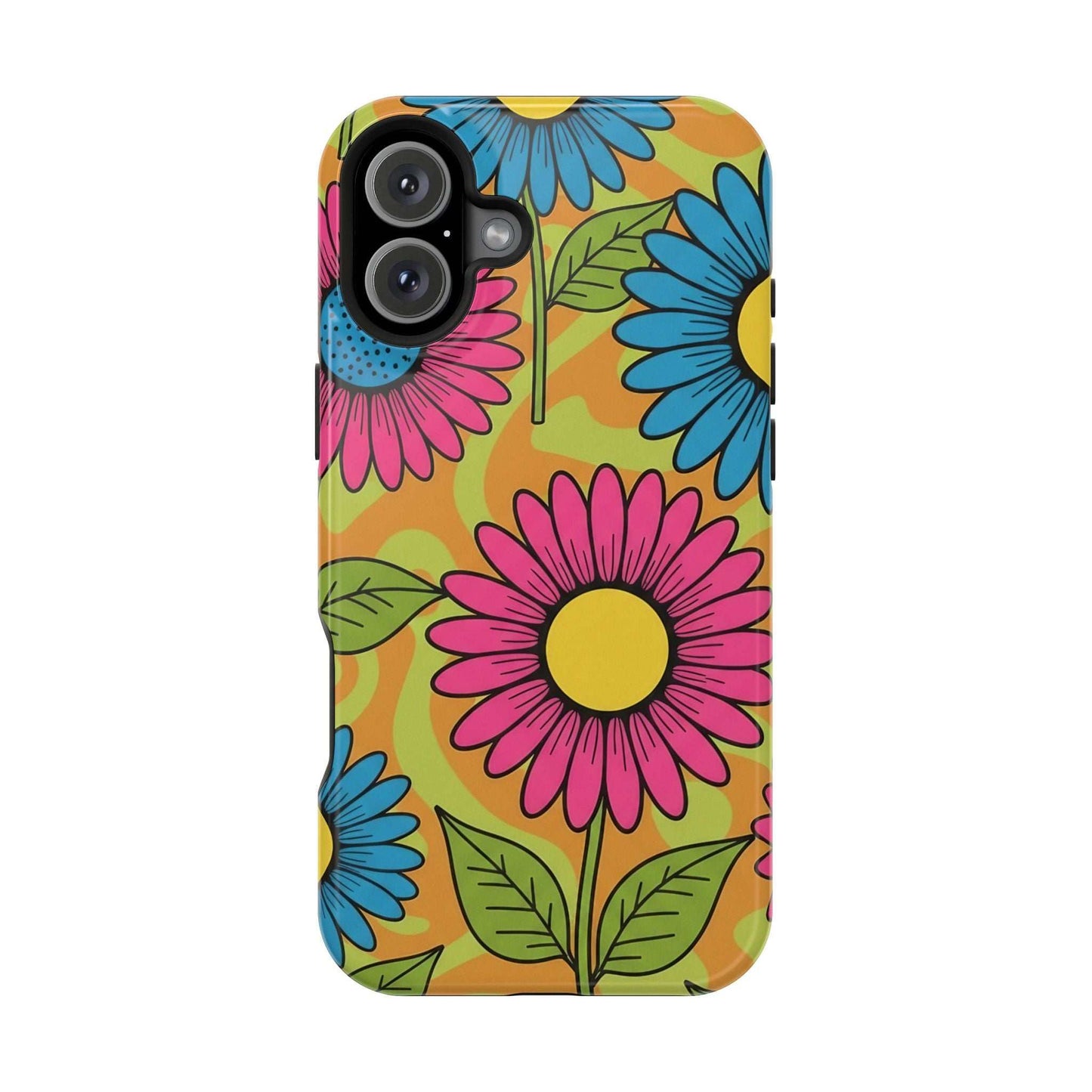 Flower Child iPhone Tough Case with vibrant floral design and magnetic impact-resistant protection