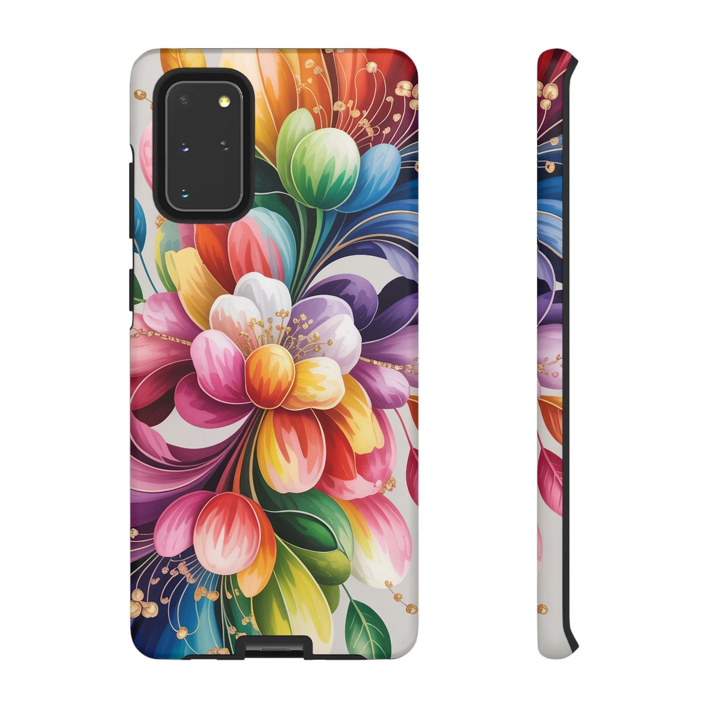 Vibrant floral Samsung phone case with full wrap design and durable impact-resistant protection