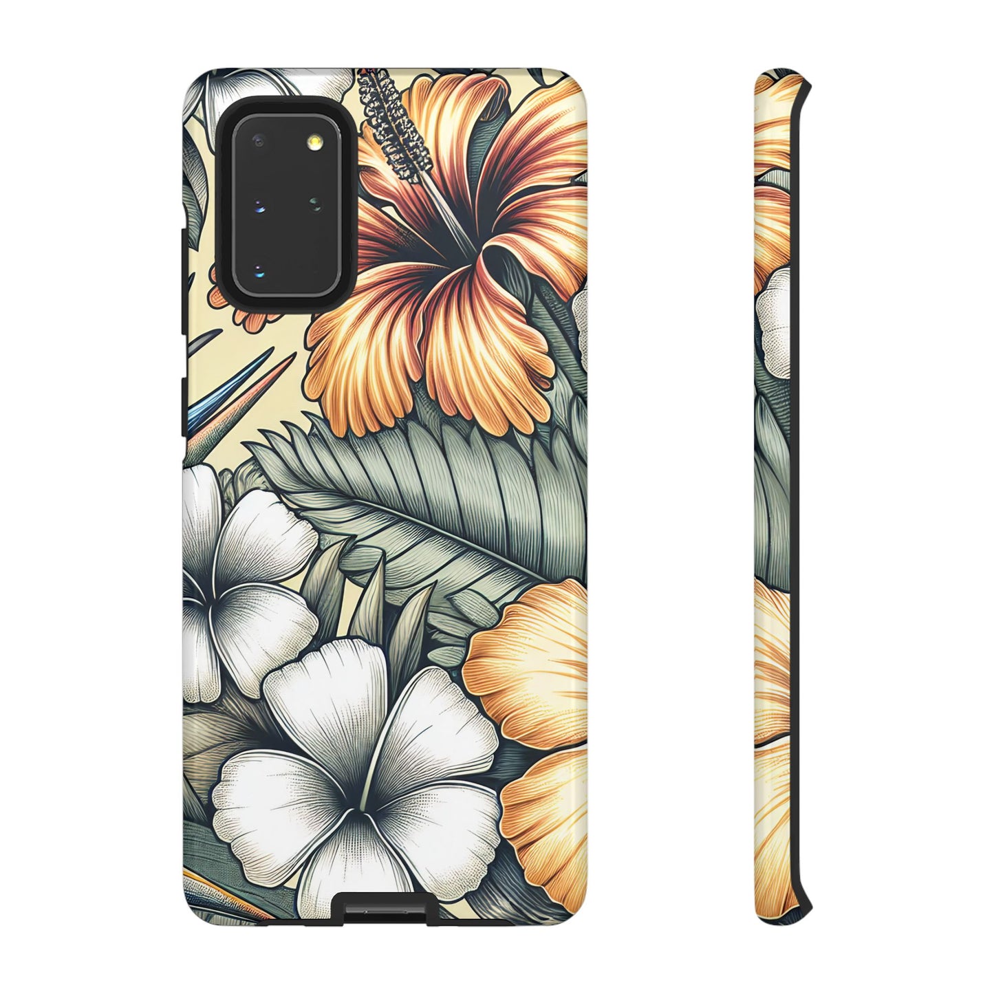 Golden Tropical Floral Design Samsung Phone Case