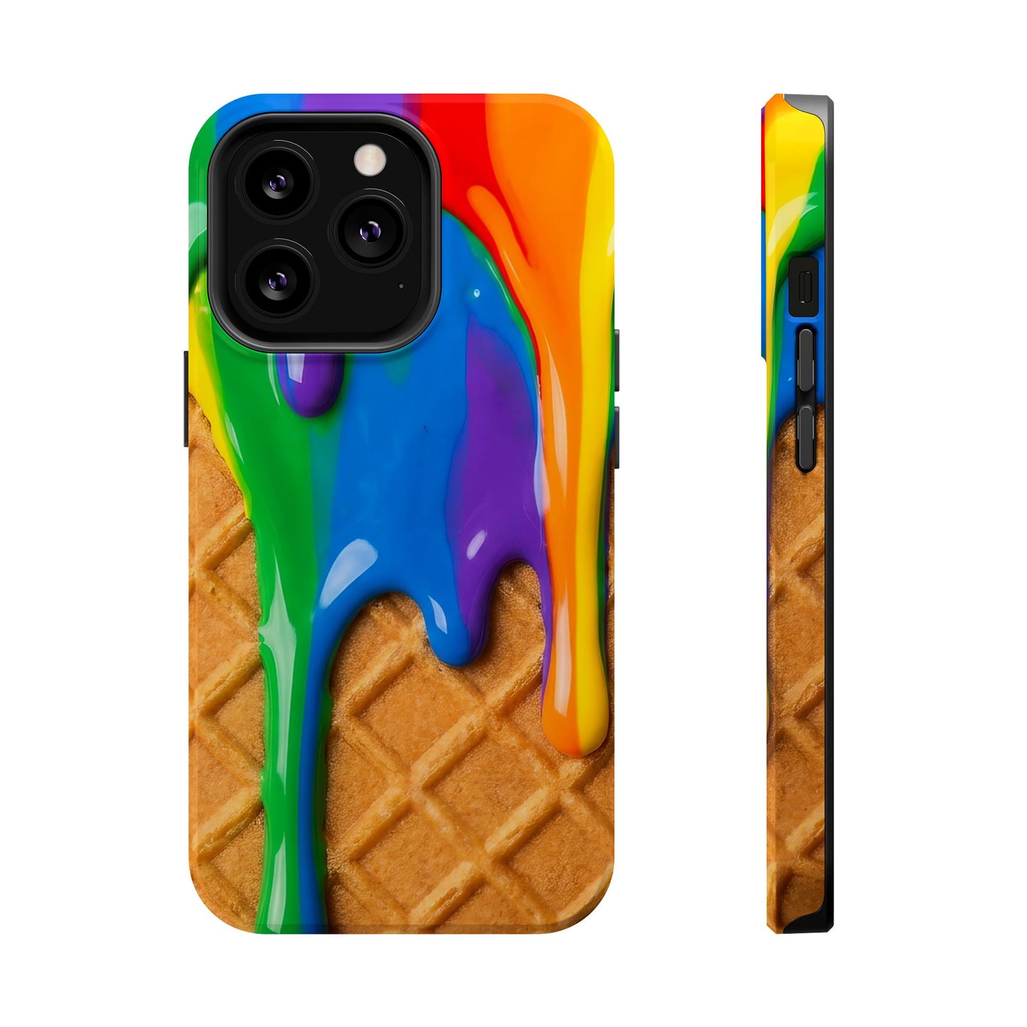 Waffle Rainbow Drip iPhone Case MagSafe Tough Protective Colorful Phone Case