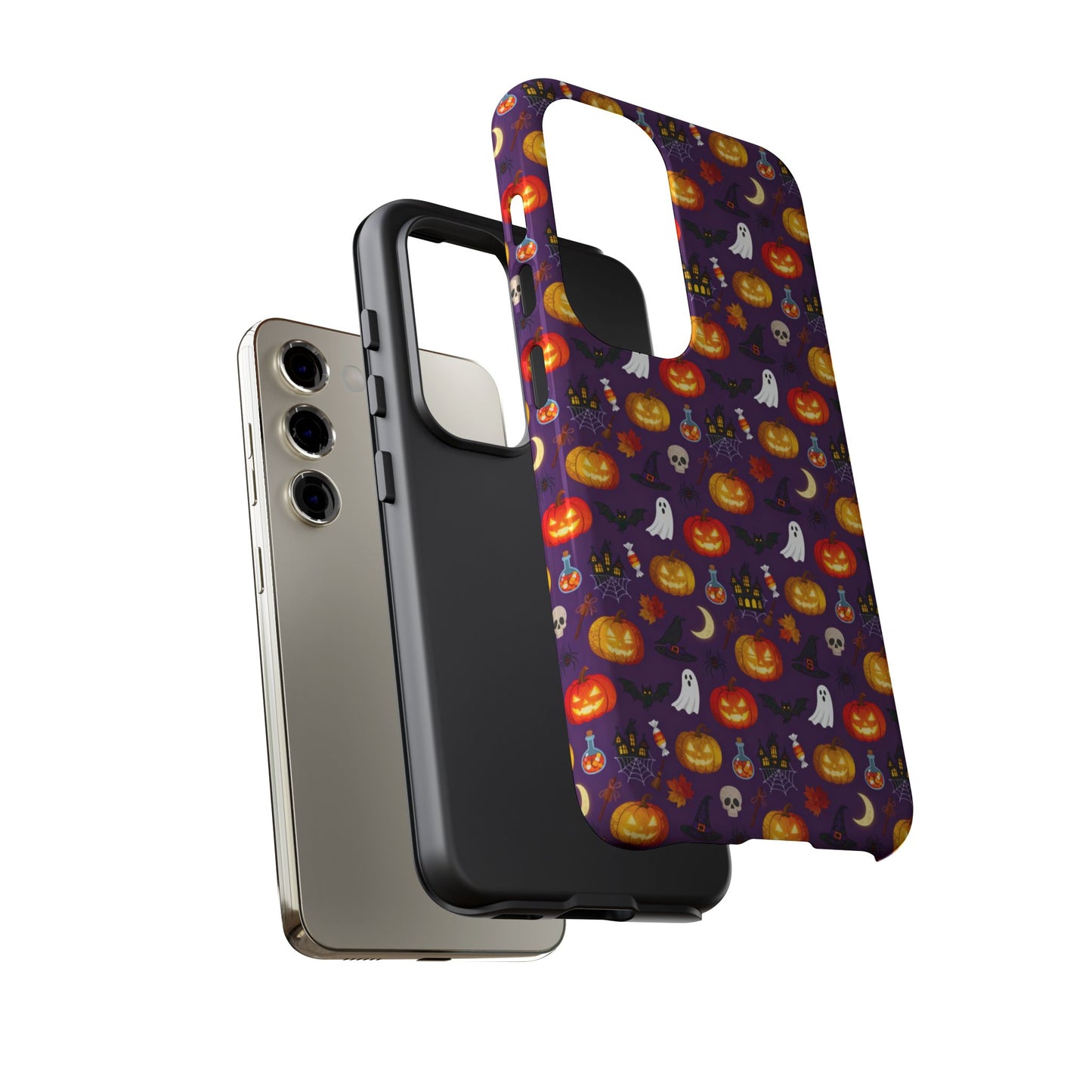 Halloween Pattern Tough Phone Case — Cute Pumpkin, Ghost & Skull