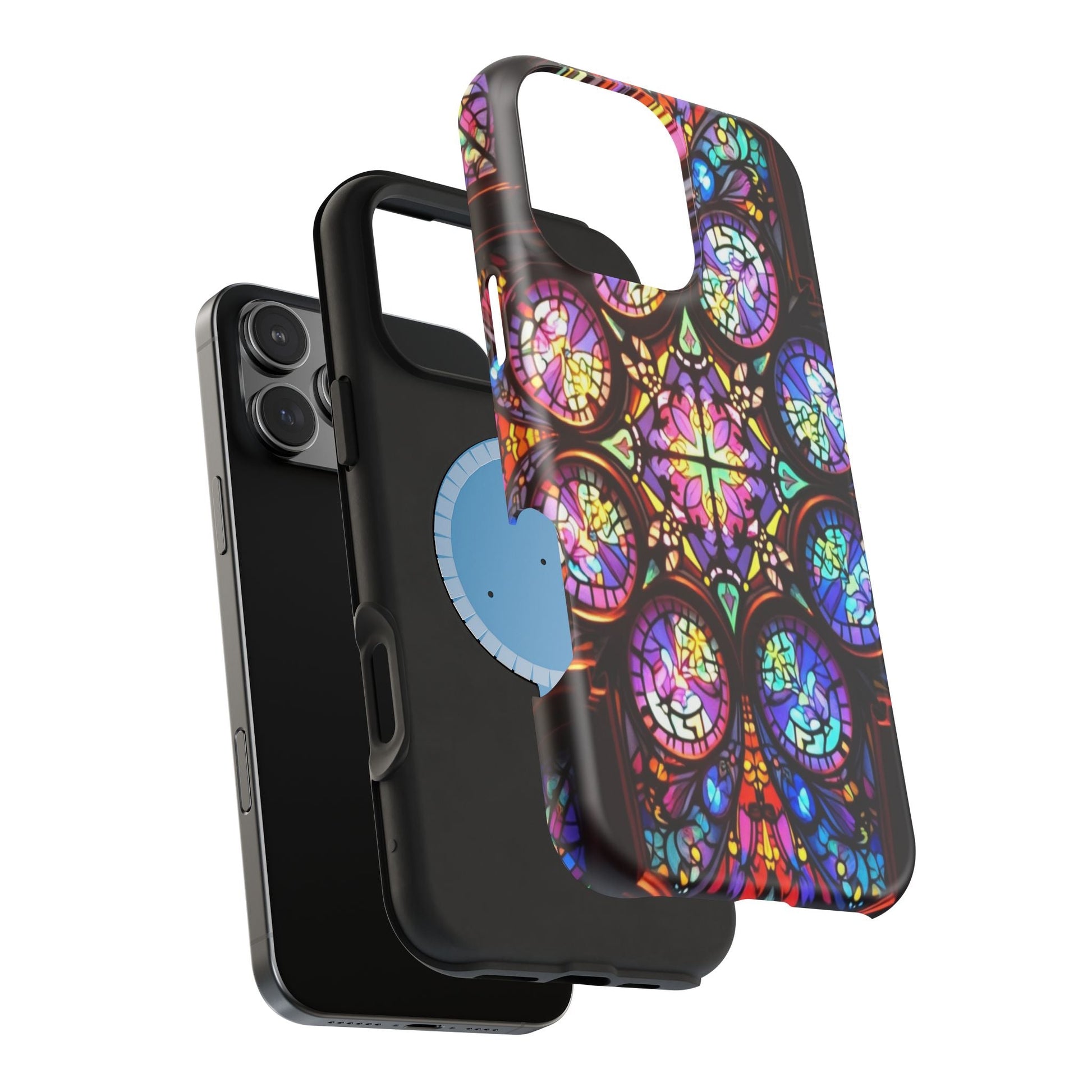Colorful Hypnotic Stain Glass iPhone tough case with vibrant stained-glass design and MagSafe compatibility