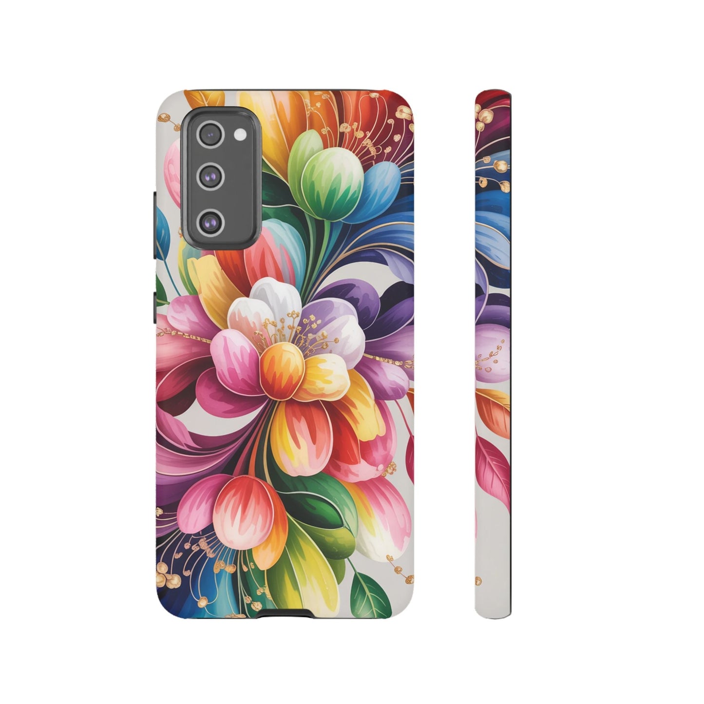 Vibrant floral Samsung case with full ink wrap and durable impact-resistant protection