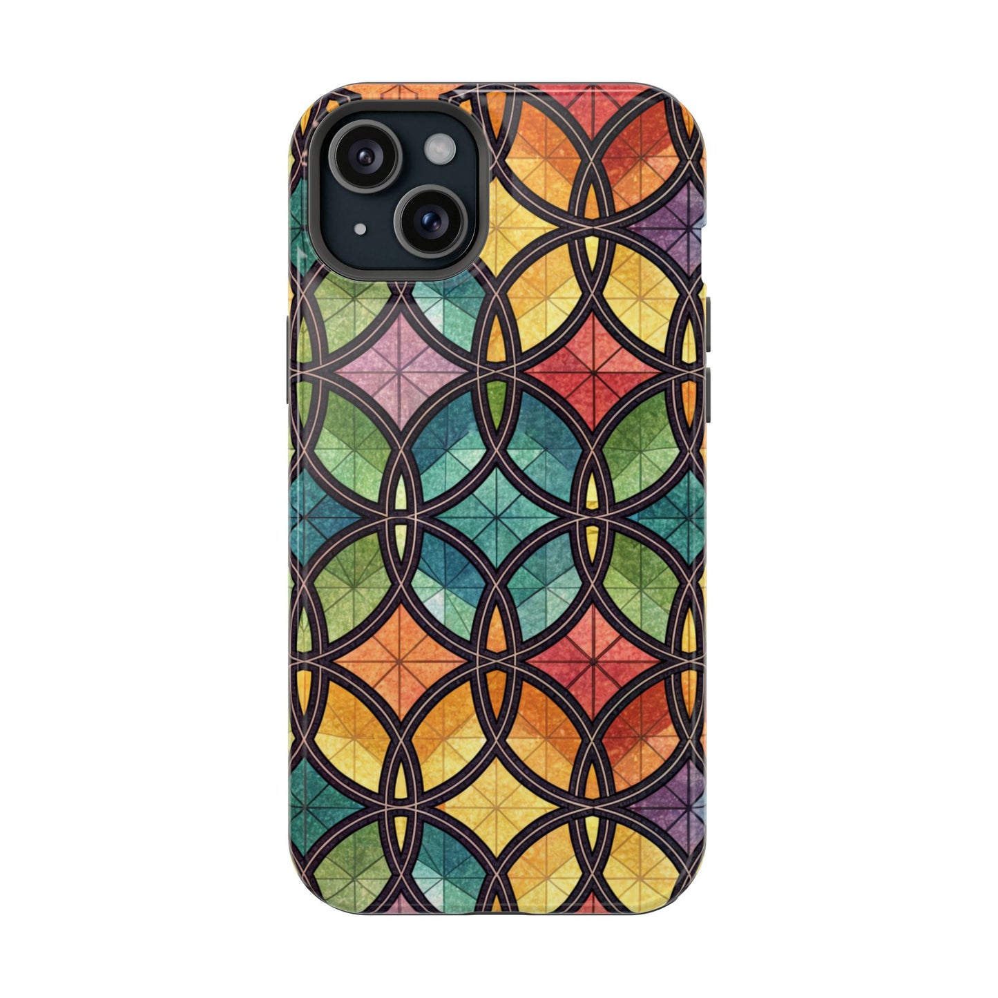 Rainbow Stain Glass iPhone Case – Durable MagSafe® Tough Phone Cover with Colorful Artistic Design