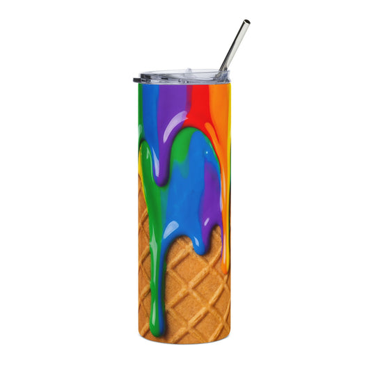 Waffle Rainbow Drip 20 oz Stainless Steel Tumbler with Lid and Straw