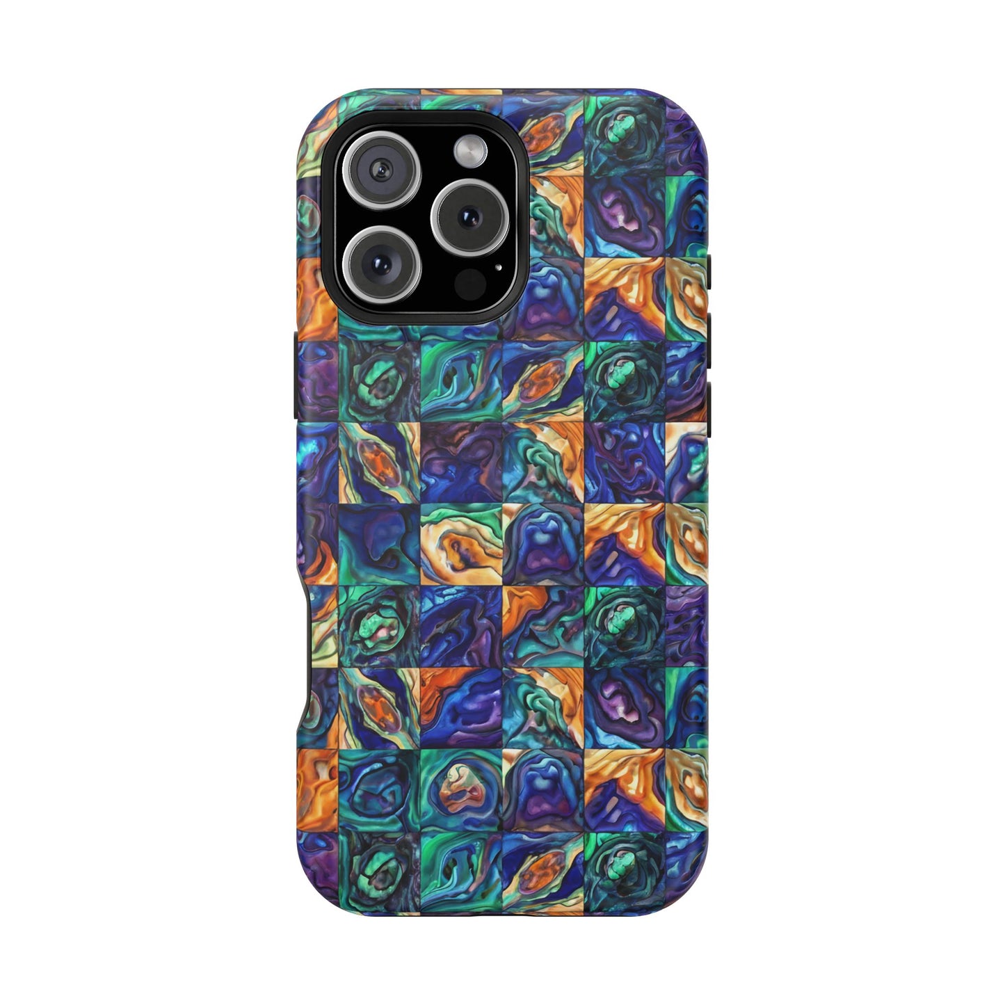 Abstract Purple & Green Seascape Magnetic Impact-Resistant iPhone Case
