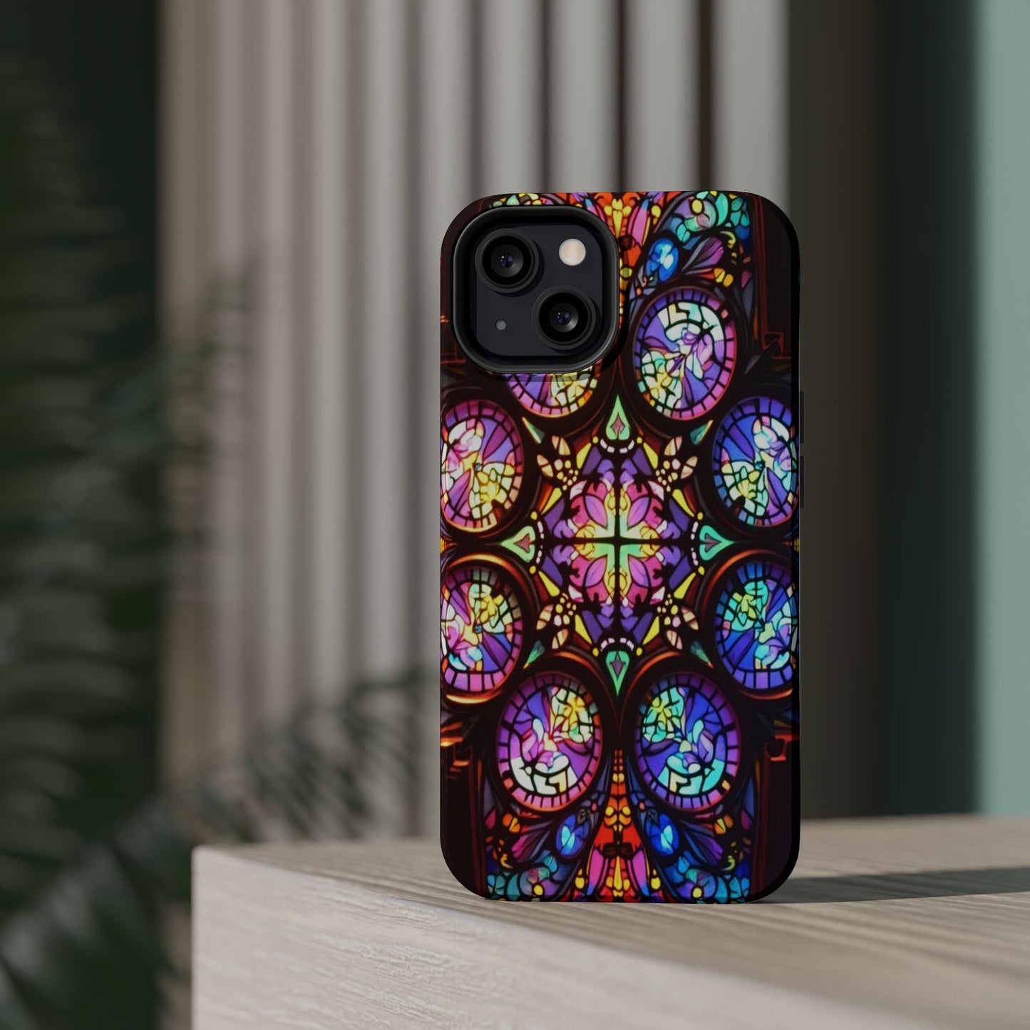 Colorful Hypnotic Stain Glass iPhone tough case with vibrant stained-glass design and durable protection