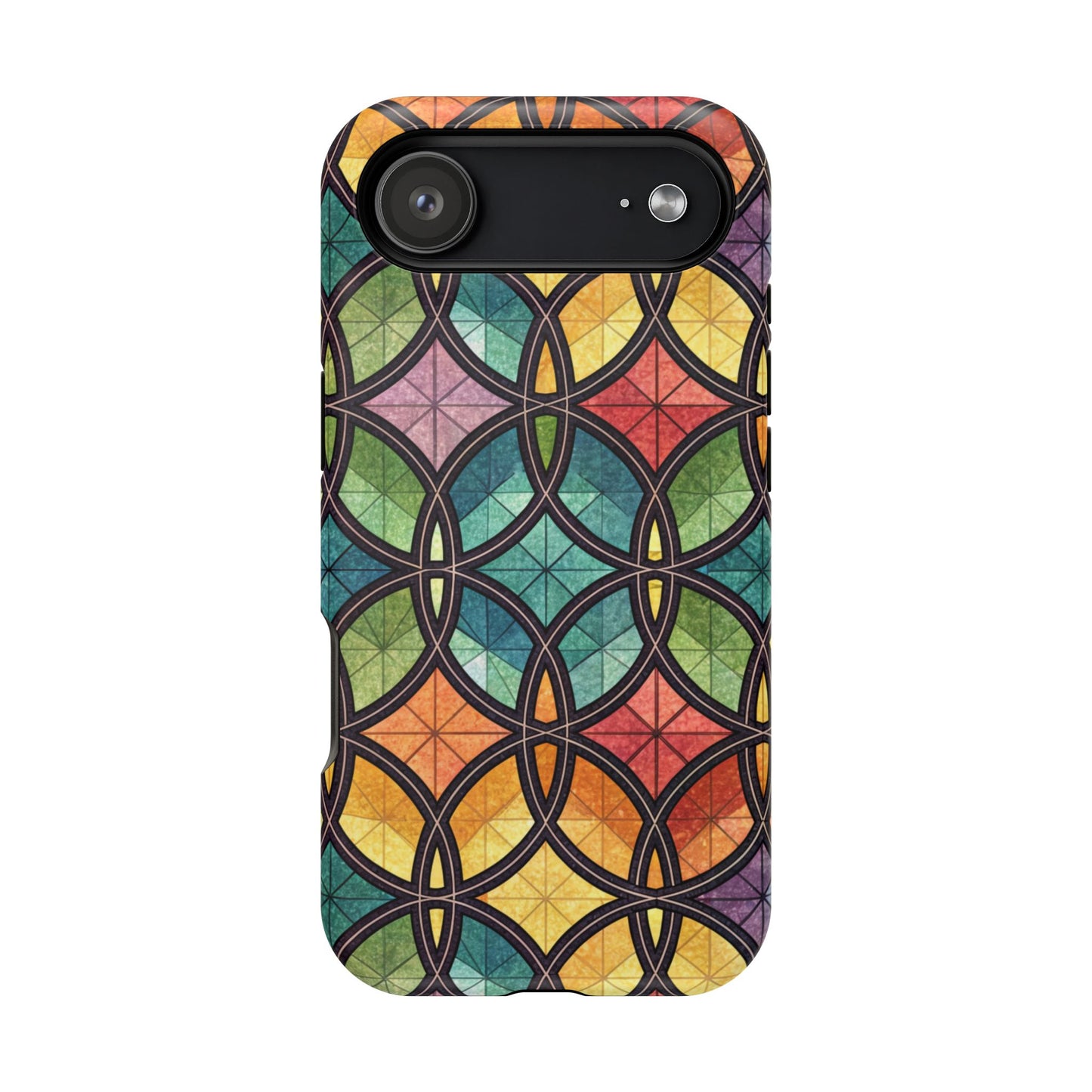 Rainbow Stain Glass iPhone Case – Durable MagSafe® Tough Phone Cover with Colorful Artistic Design