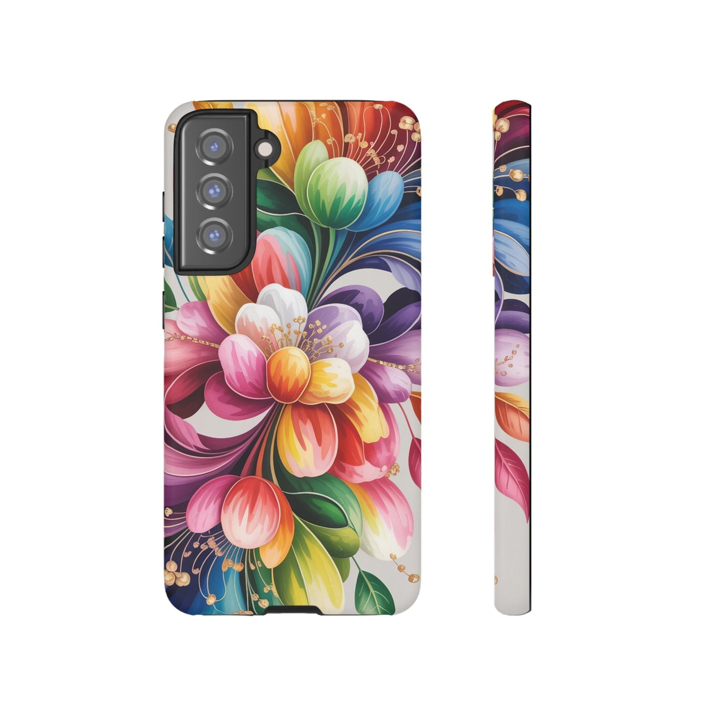 Vibrant floral Samsung case with full ink wrap and durable impact-resistant protection