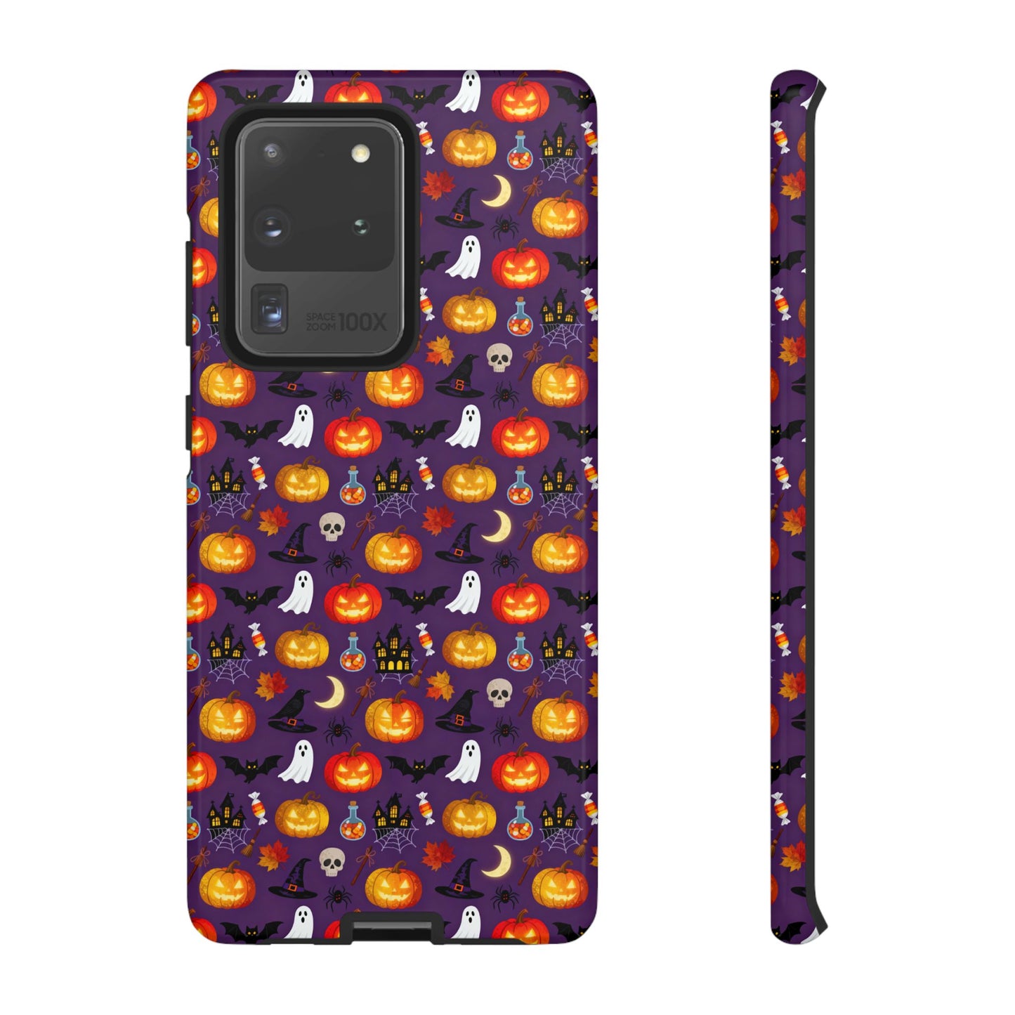 Halloween Pattern Tough Phone Case — Cute Pumpkin, Ghost & Skull