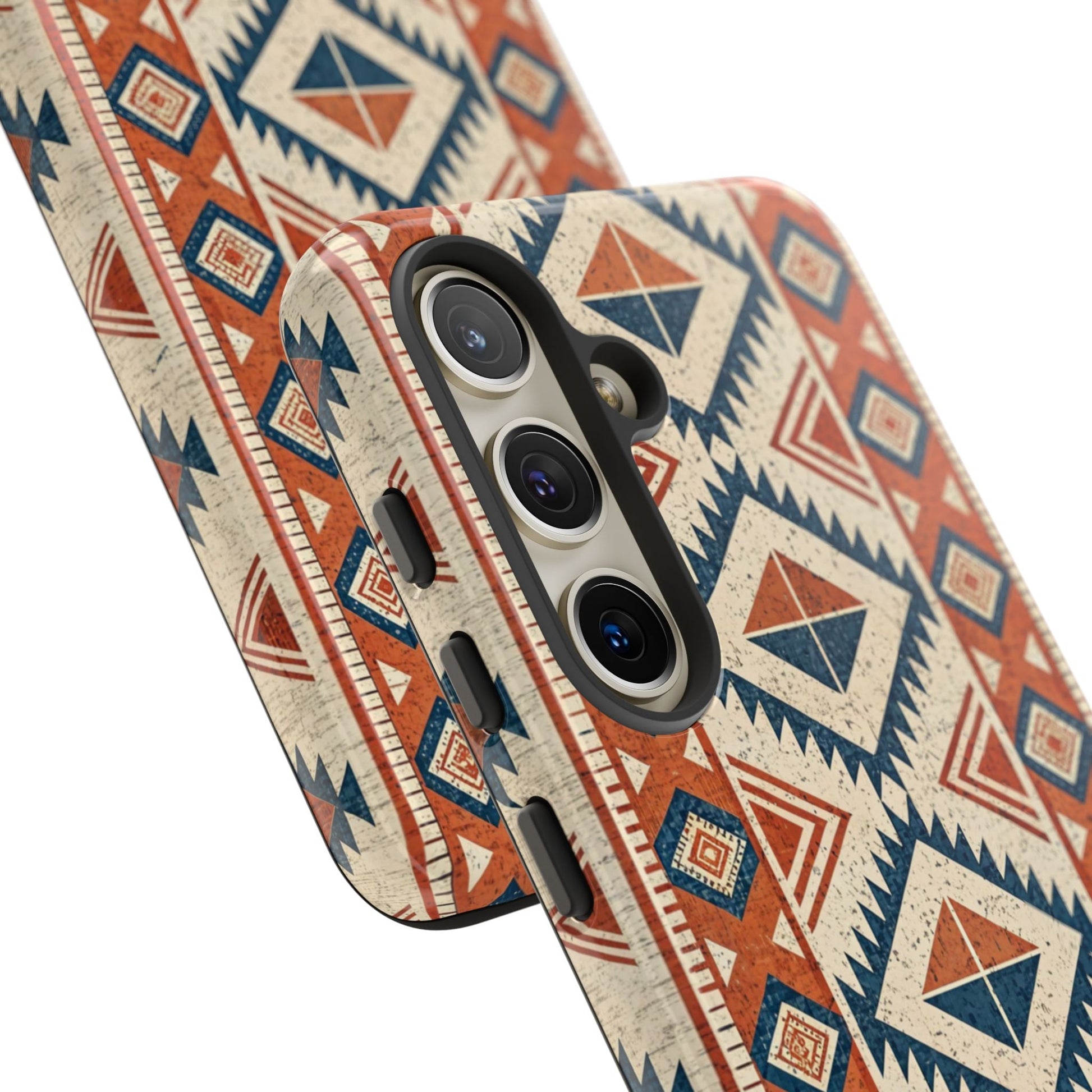 Tribal design Samsung tough phone case with geometric pattern on durable protective cover for Galaxy S series