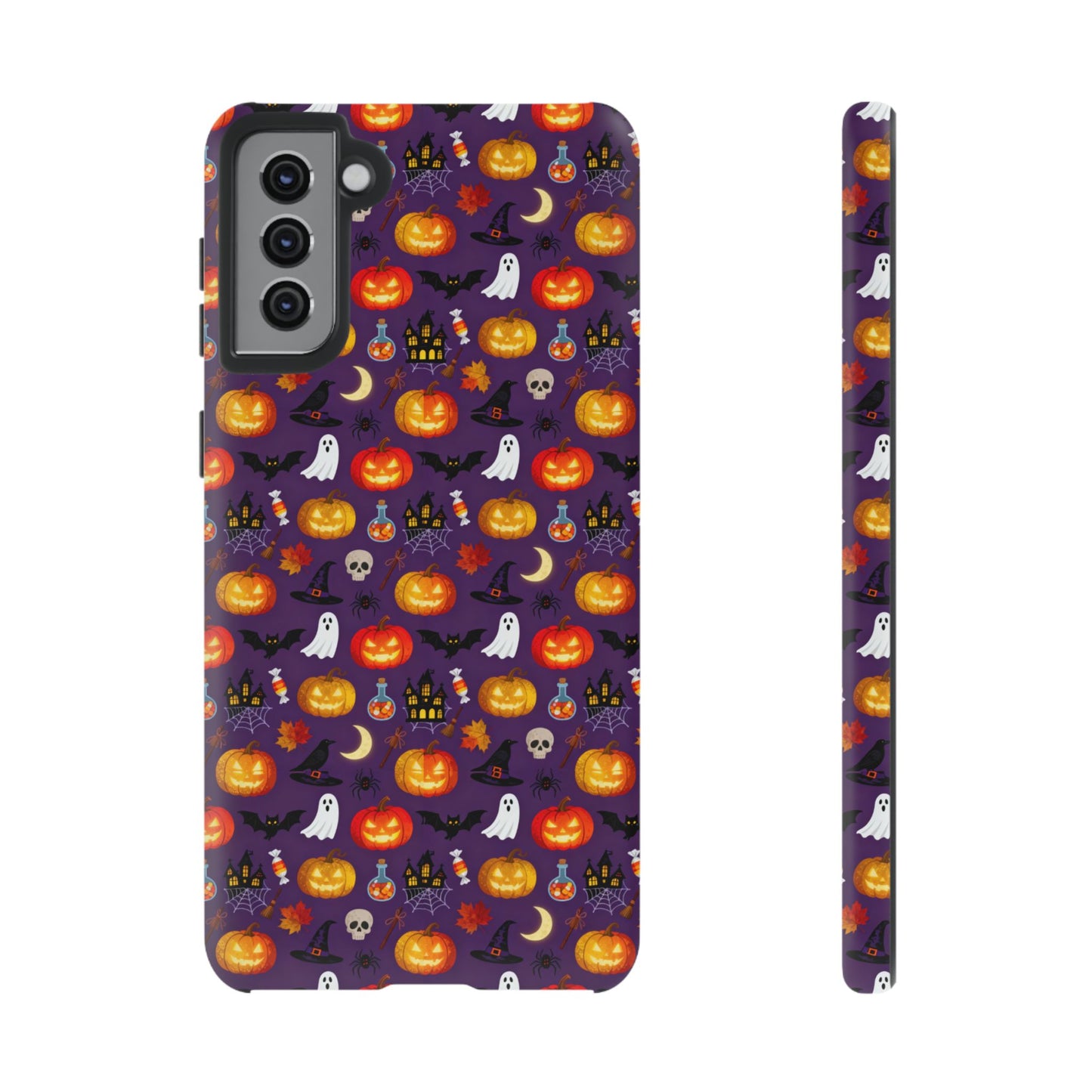 Halloween Pattern Tough Phone Case — Cute Pumpkin, Ghost & Skull