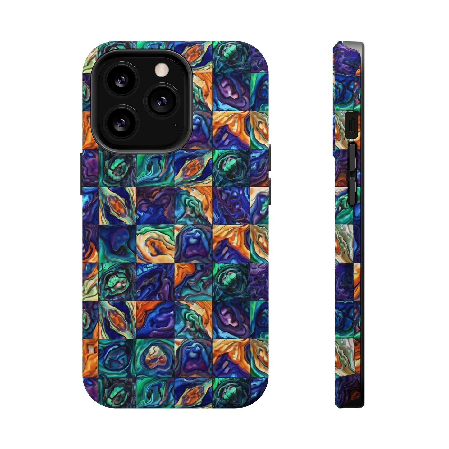 Abstract Purple & Green Seascape Magnetic Impact-Resistant iPhone Case